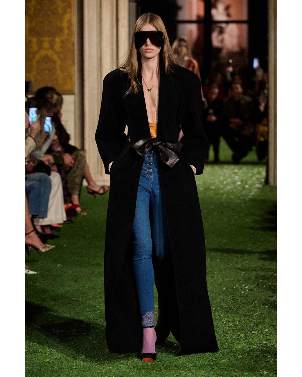 Valentino Blue Denim Pants With Lace