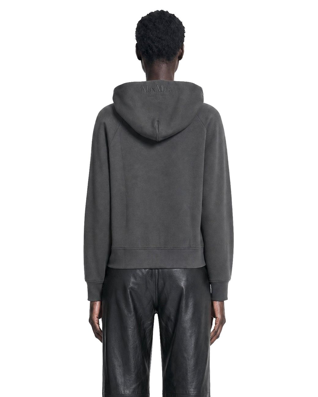 Max Mara Black Technical Cotton Zip-Up Hoodie