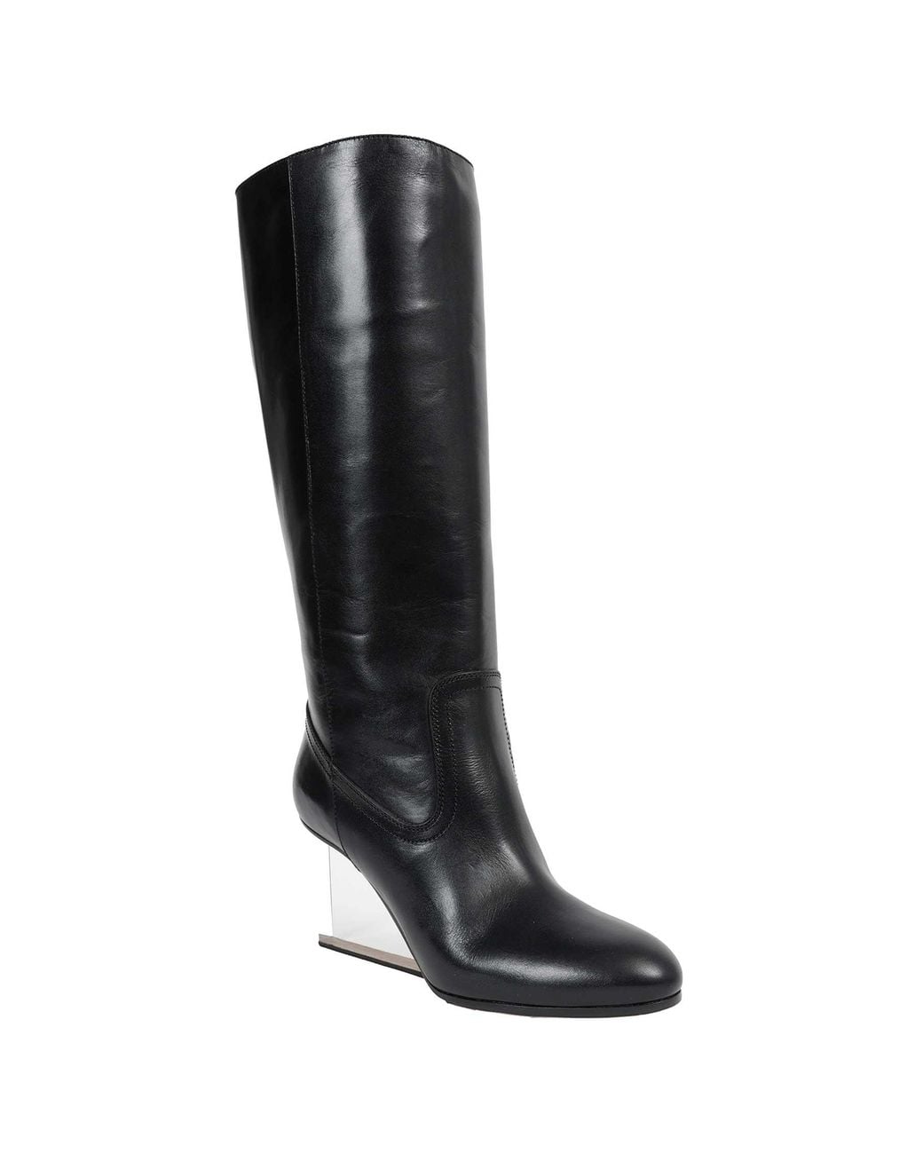 Maison Margiela Black Plexi Wedge High Boots