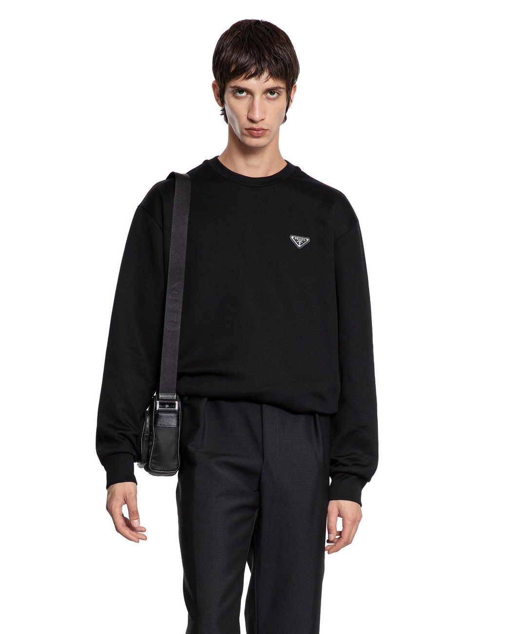 Prada Black Technical Cotton Sweatshirt for men