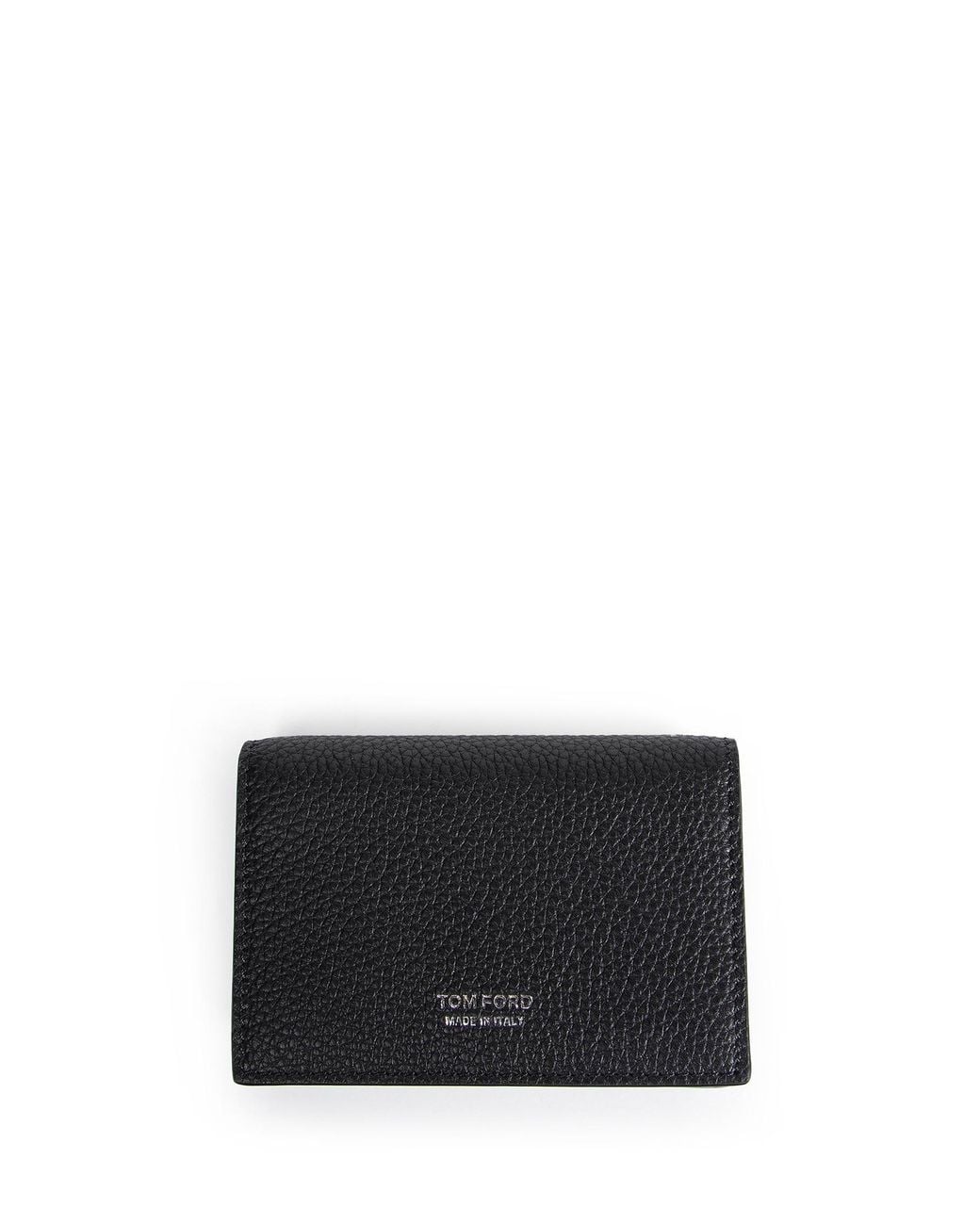 Tom Ford Black Small Grain Leather Folding Cardholder for men