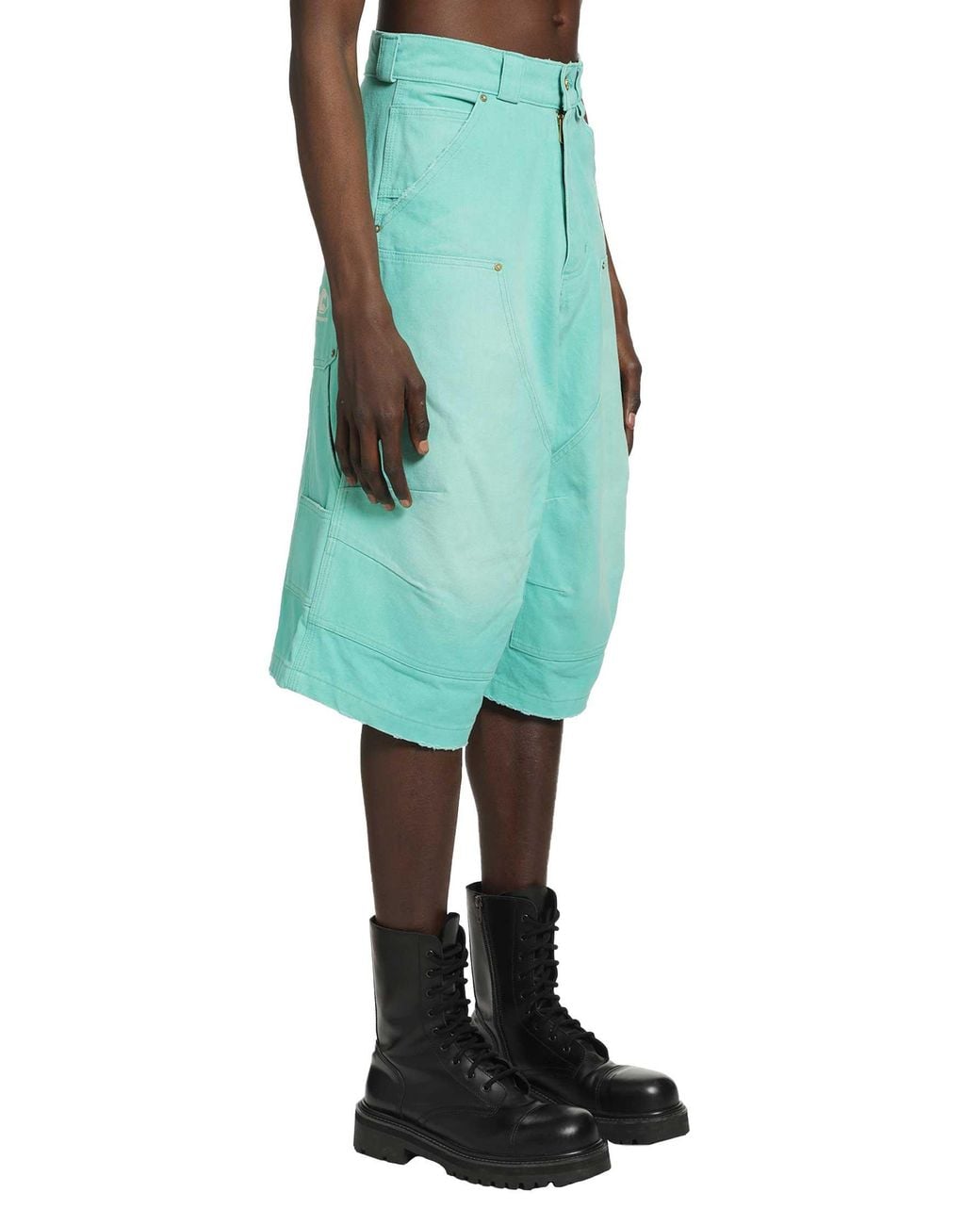 Willy Chavarria Green Stockton Double Knee Shorts for men