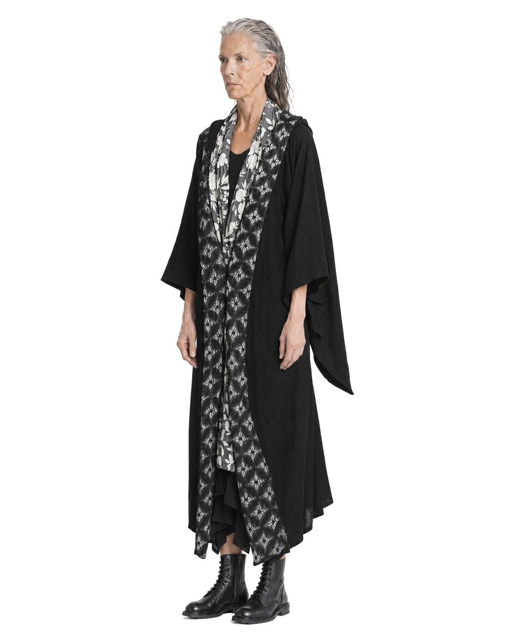 Yohji Yamamoto Black Layered Collar Long Coat