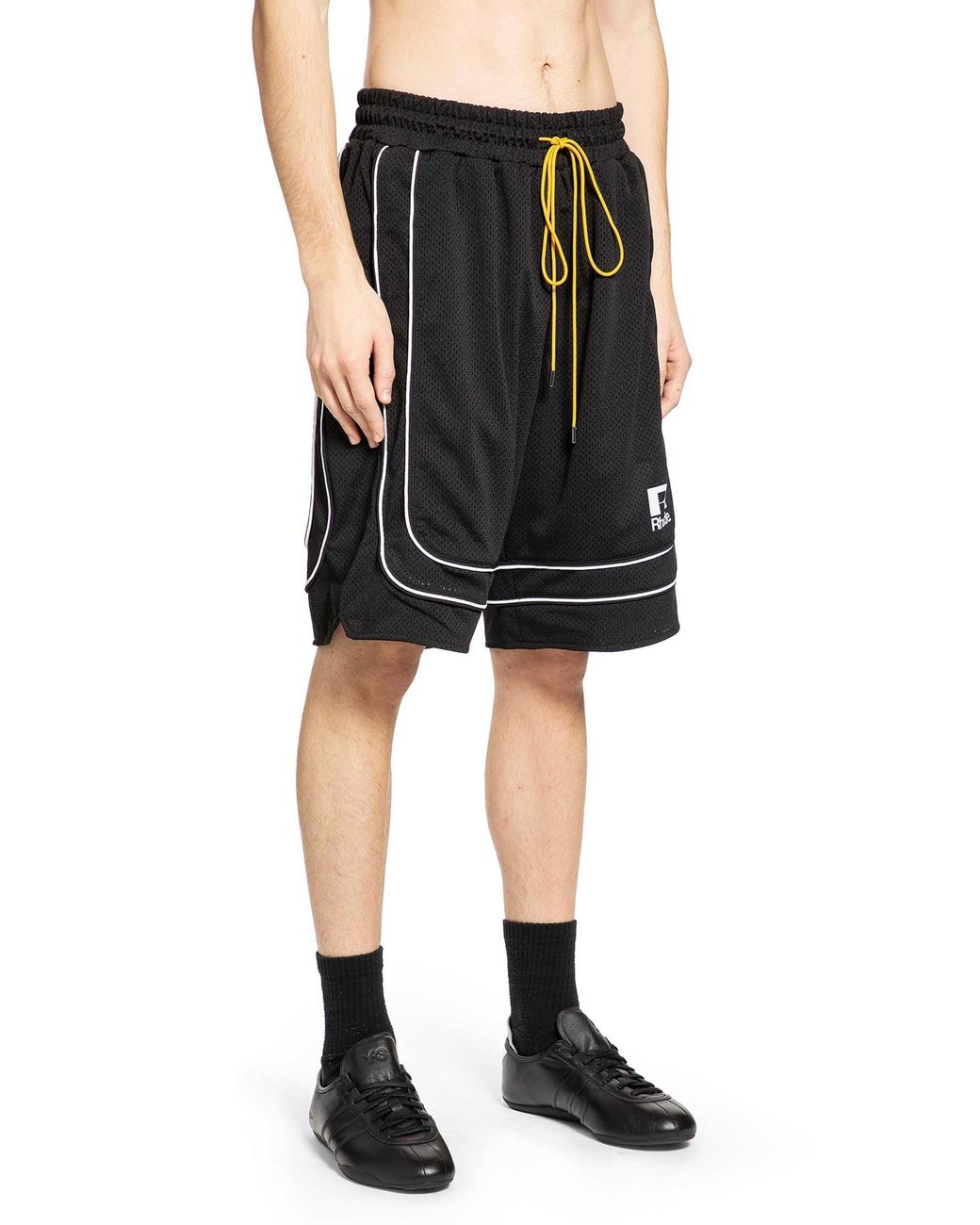 Rhude Black Baggy Mesh Basketball Shorts for men