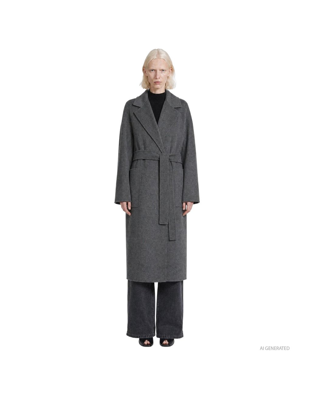 Max Mara Gray Long Double Wool Coat