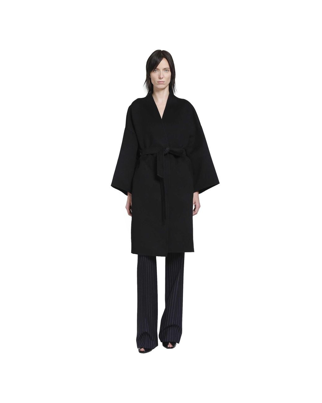Fendi Black Kimono Double Wool Coat