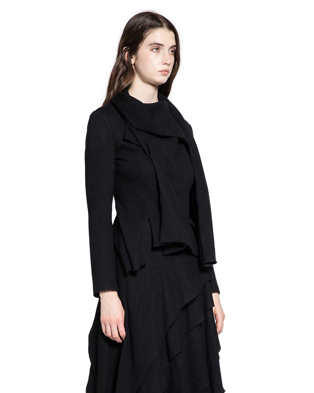 yohjiyamamoto　ストール ディテール ジャケット　ウール　２ Yohji Yamamoto Stole Detail Jacket in Black | Lyst