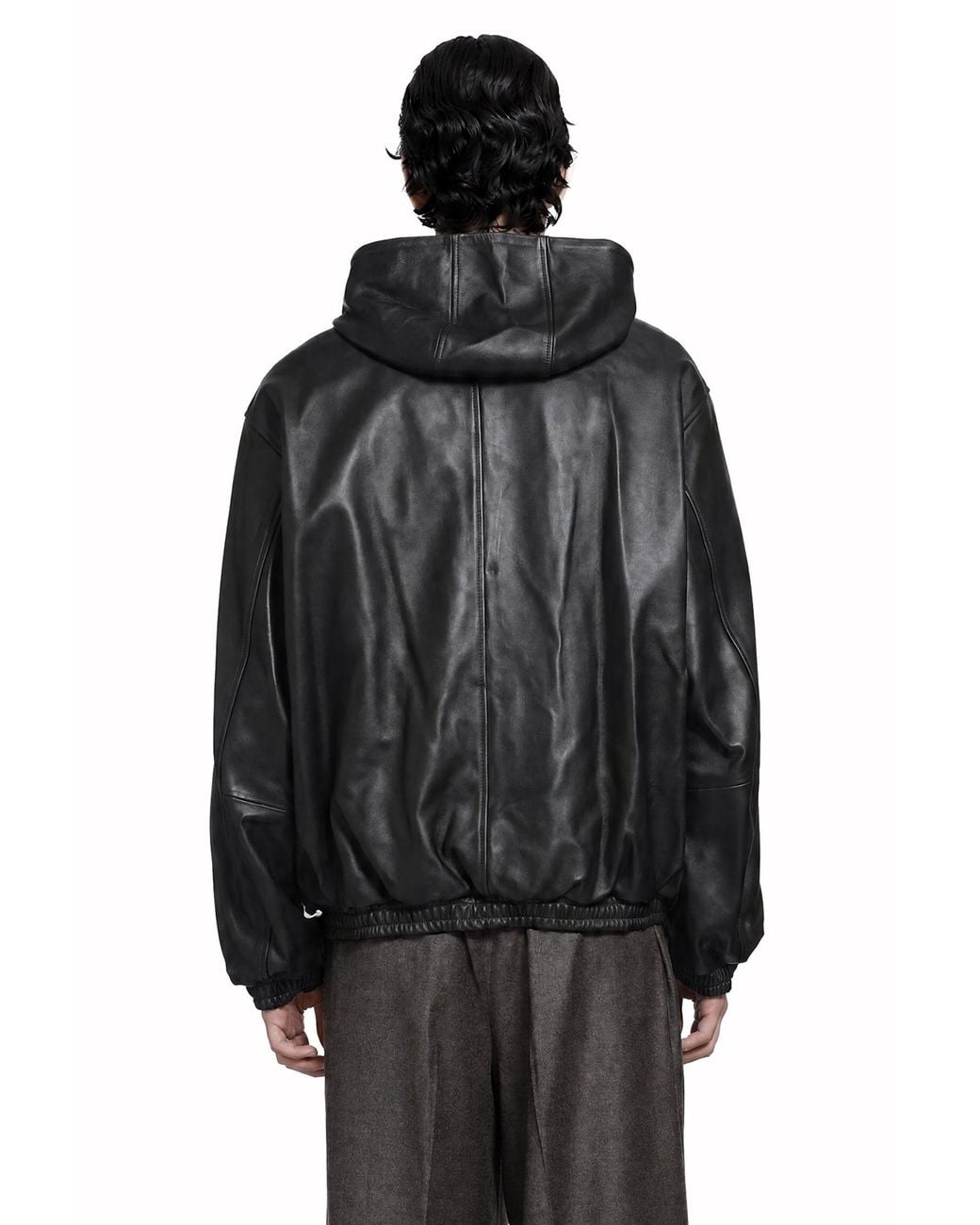 Ssstein Black Lamb Leather Hood Jacket for men