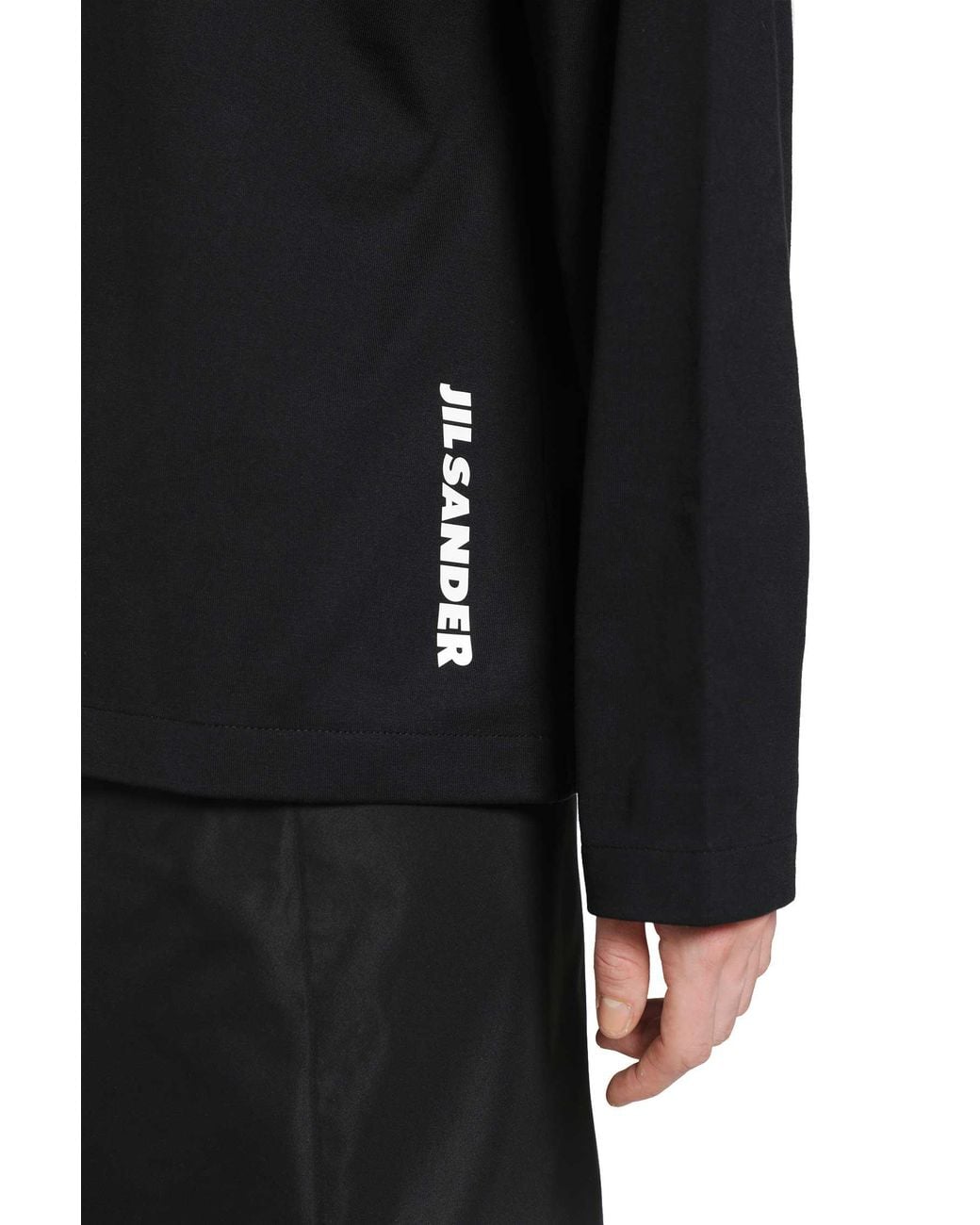 Jil Sander Black Cotton Crewneck Long Sleeve T-Shirt
