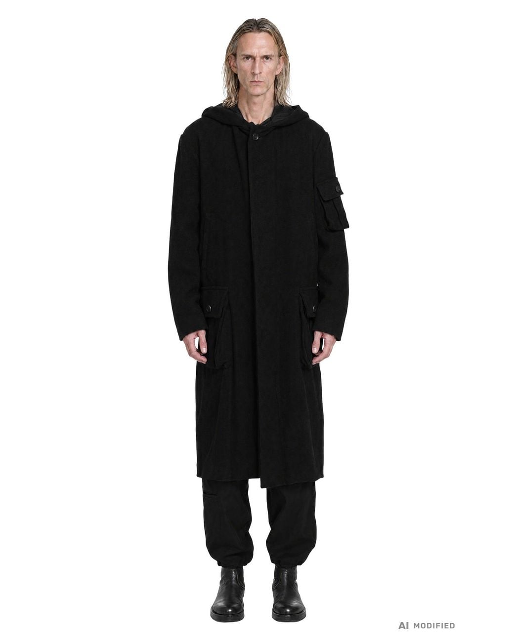 Yohji Yamamoto Black 3-Pocket Hooded Coat for men