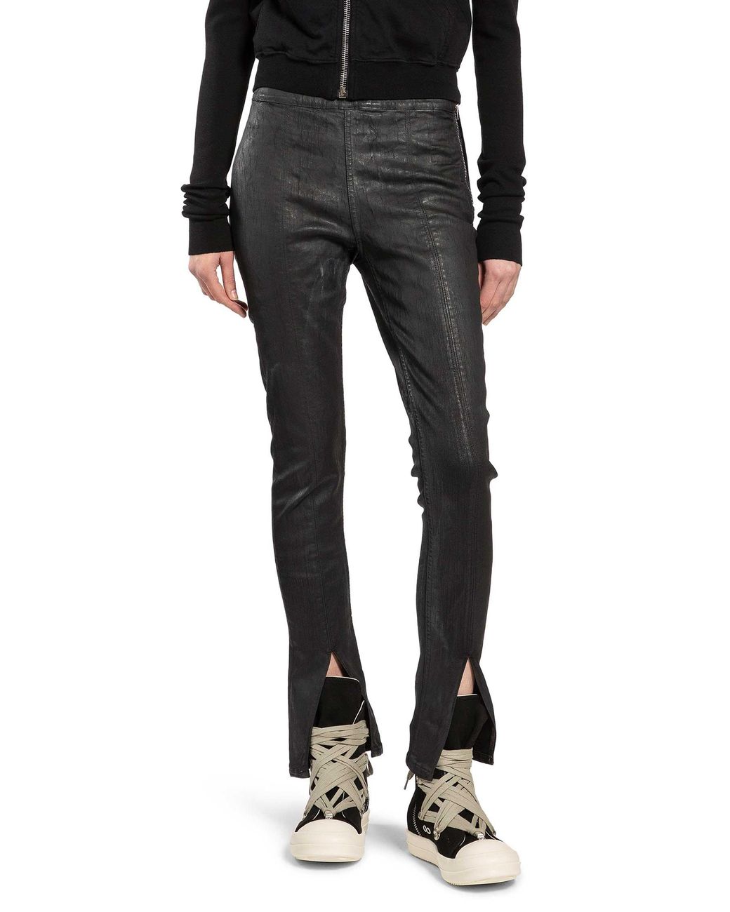 Rick Owens Black Temple Slit Front Leggings