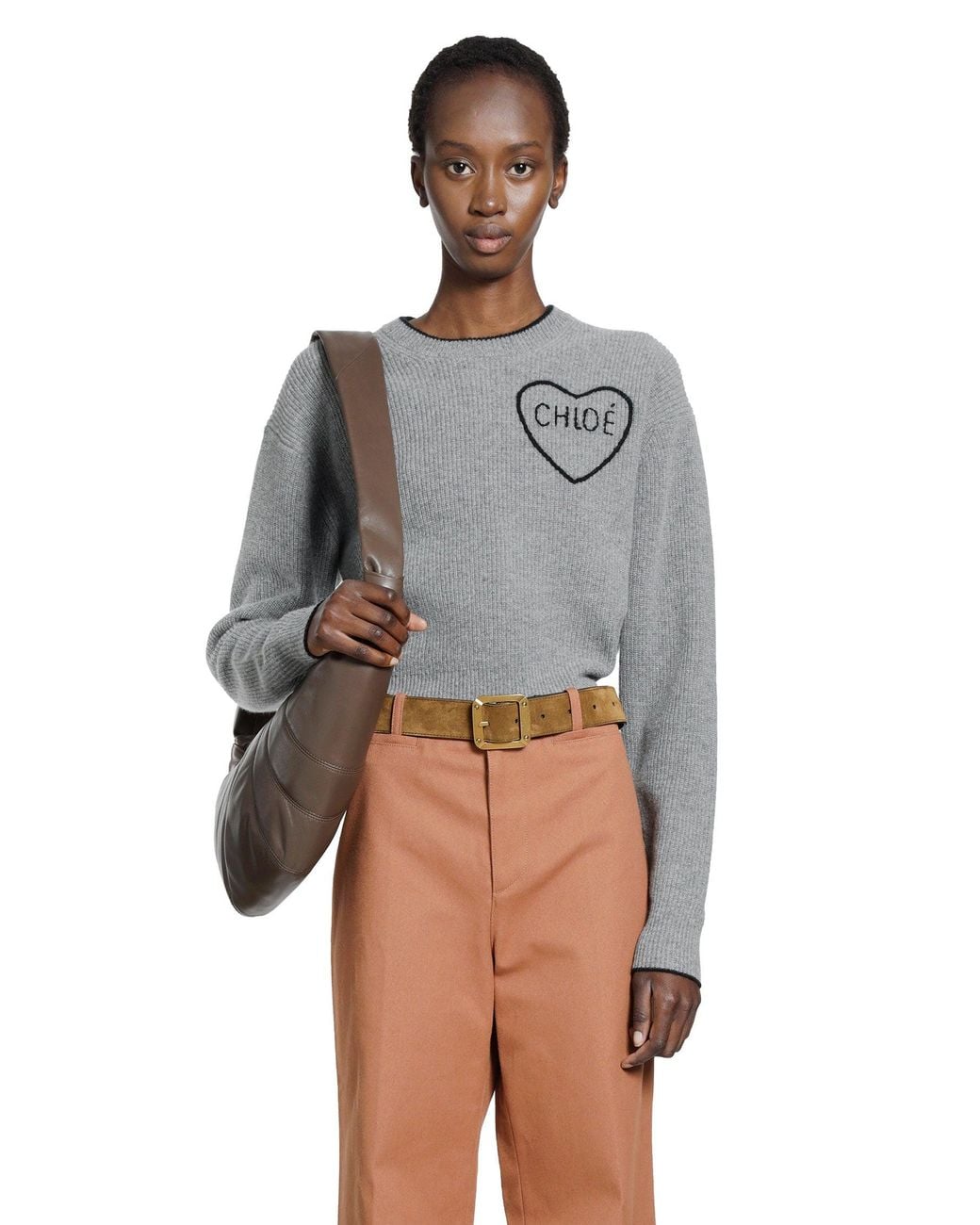 Chloé Gray Wool Knit Cropped Sweater