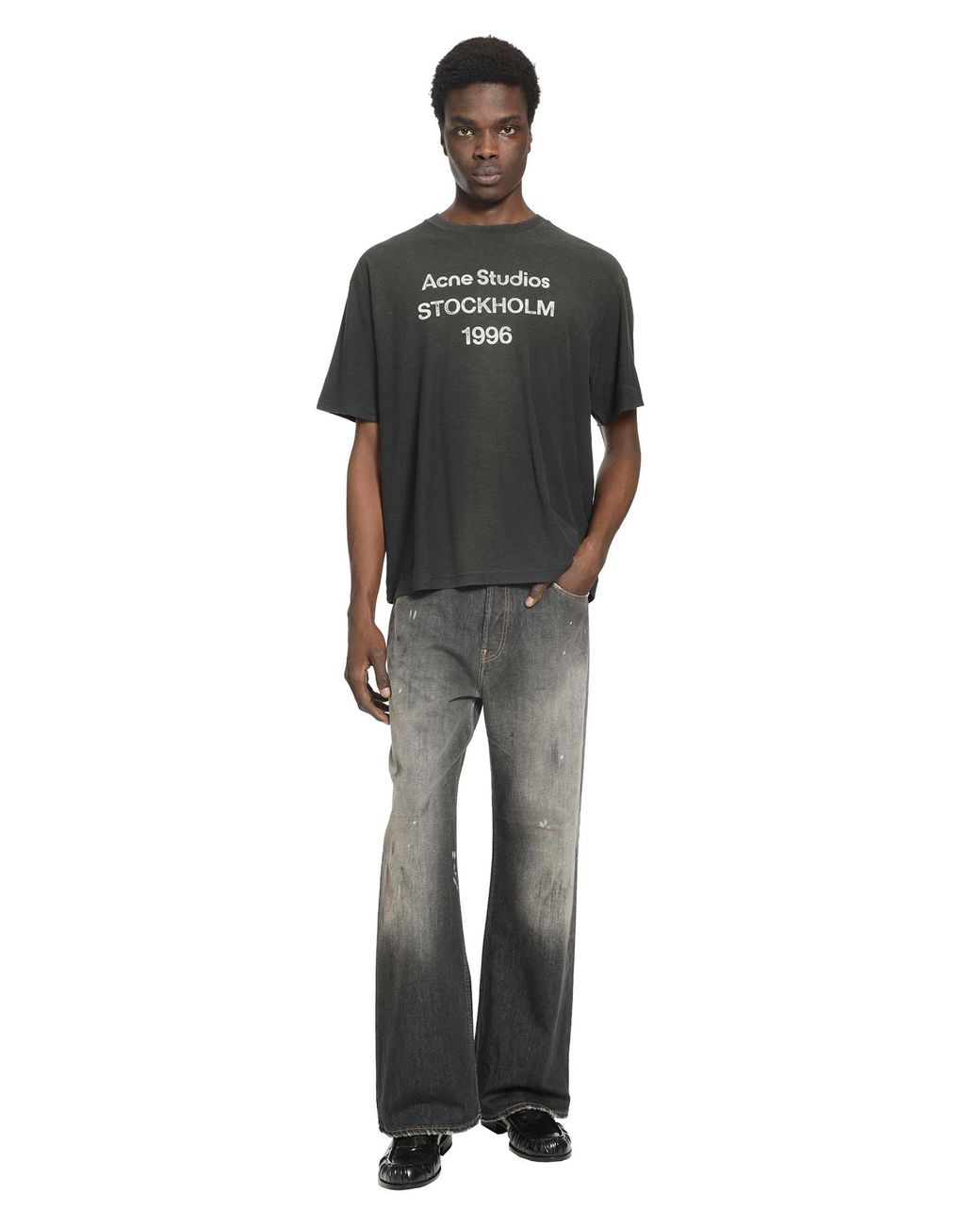 Acne Black 1996 Logo T-Shirt Relaxed Fit for men