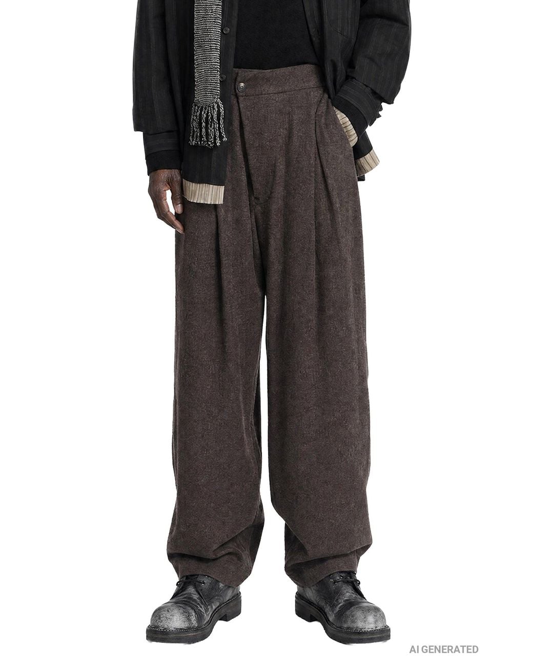 Ziggy Chen Black Drop Crotch Front Pleat Trousers for men