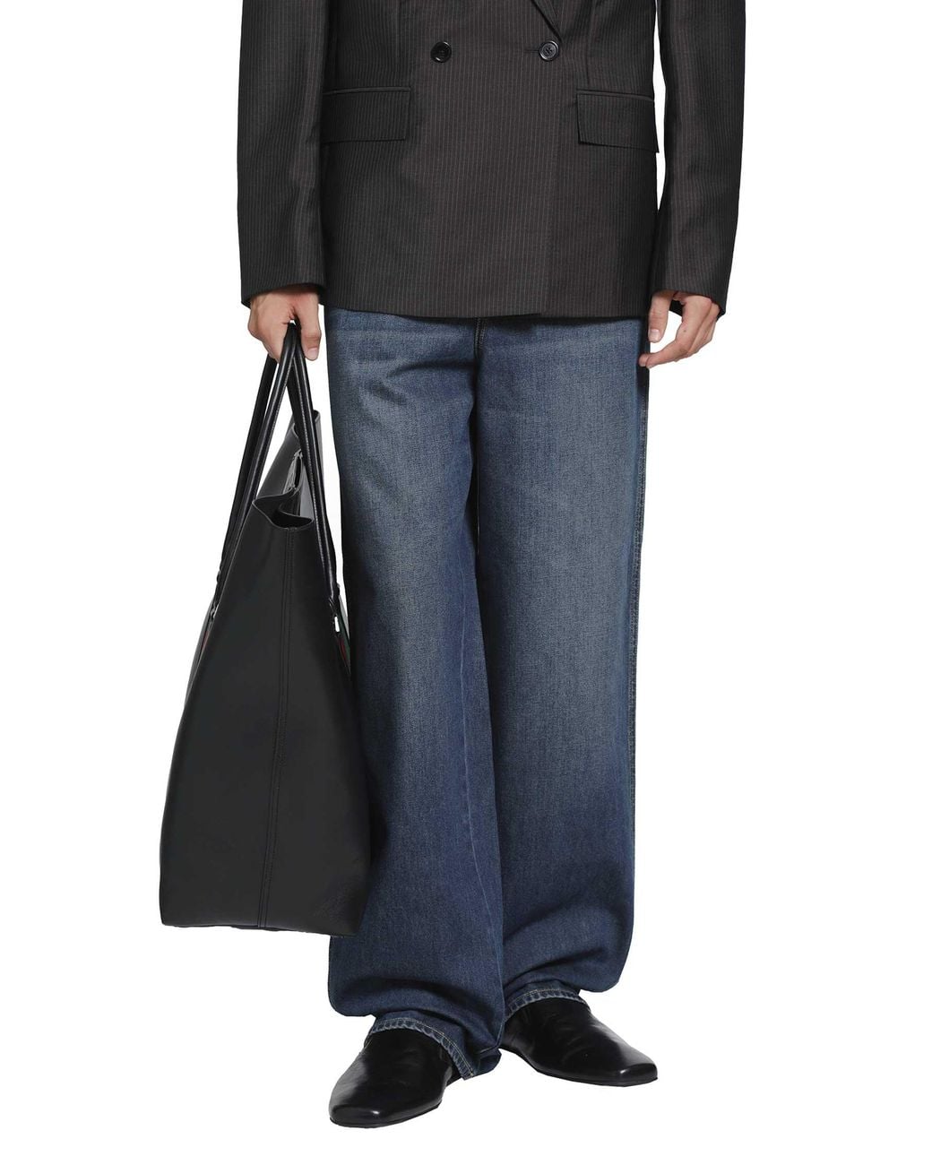 Gucci Blue Denim Pants With Web Insert for men
