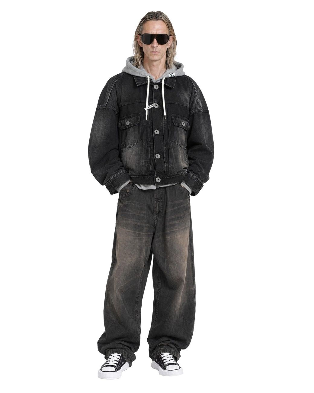 Maison Mihara Yasuhiro Black Triple Layered Denim Jacket for men