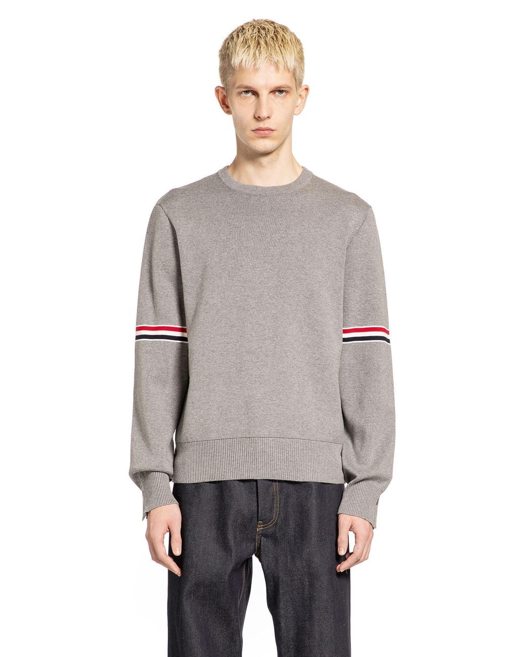 Thom Browne Gray Milano Stitch Rwb Sweater for men