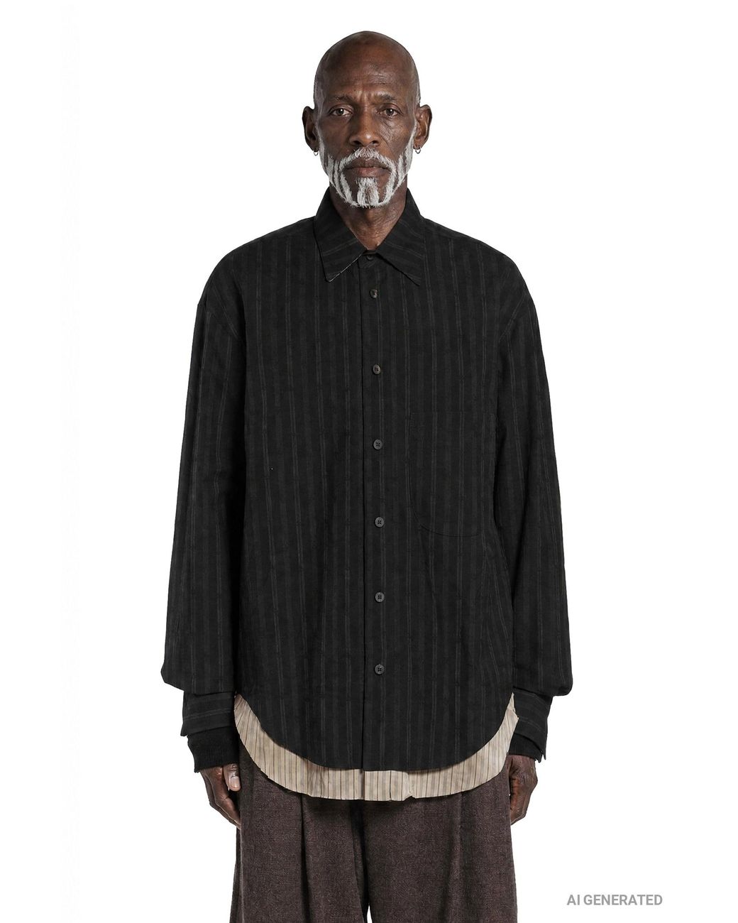 Ziggy Chen Black Striped Layered Shirt for men