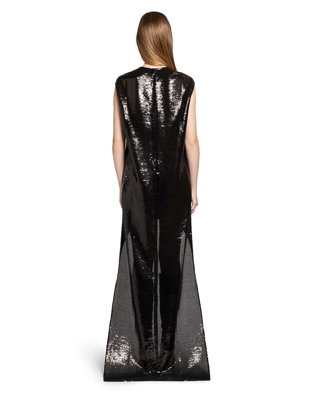 Courreges Black Circle Edged Sequins Long Dress