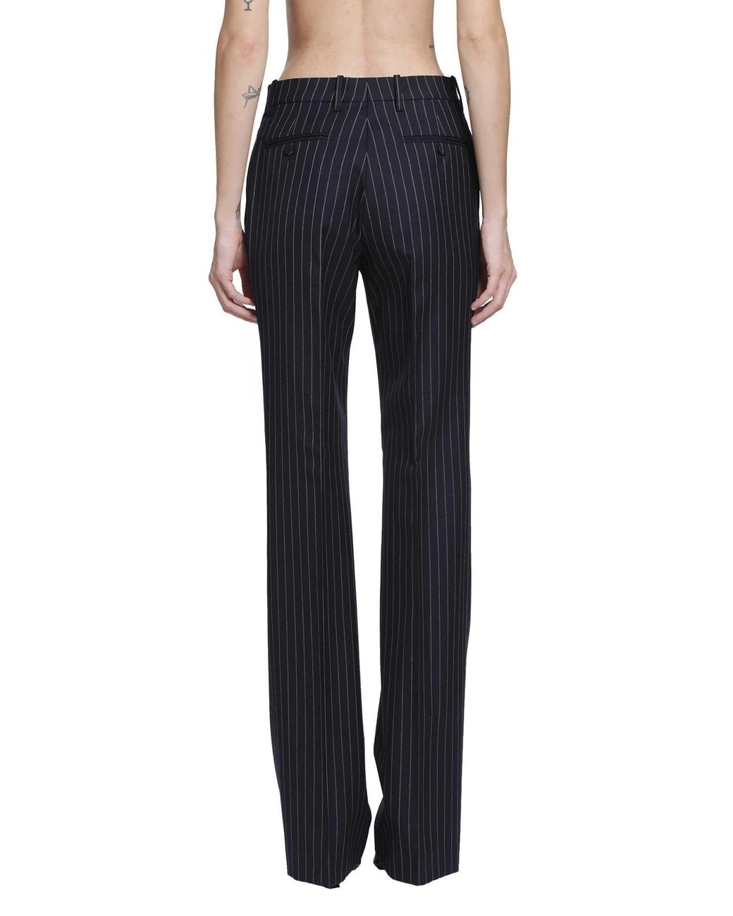 Tom Ford Blue Corded Chalk Stripe Wool Trousers