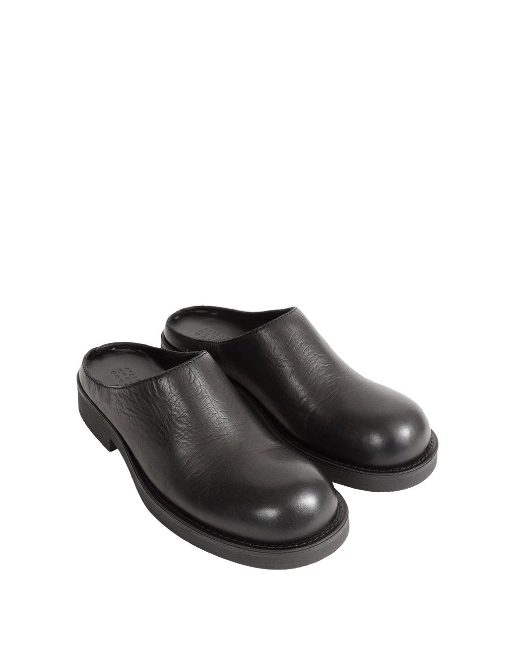 MM6 by Maison Margiela Black Leather Slippers for men