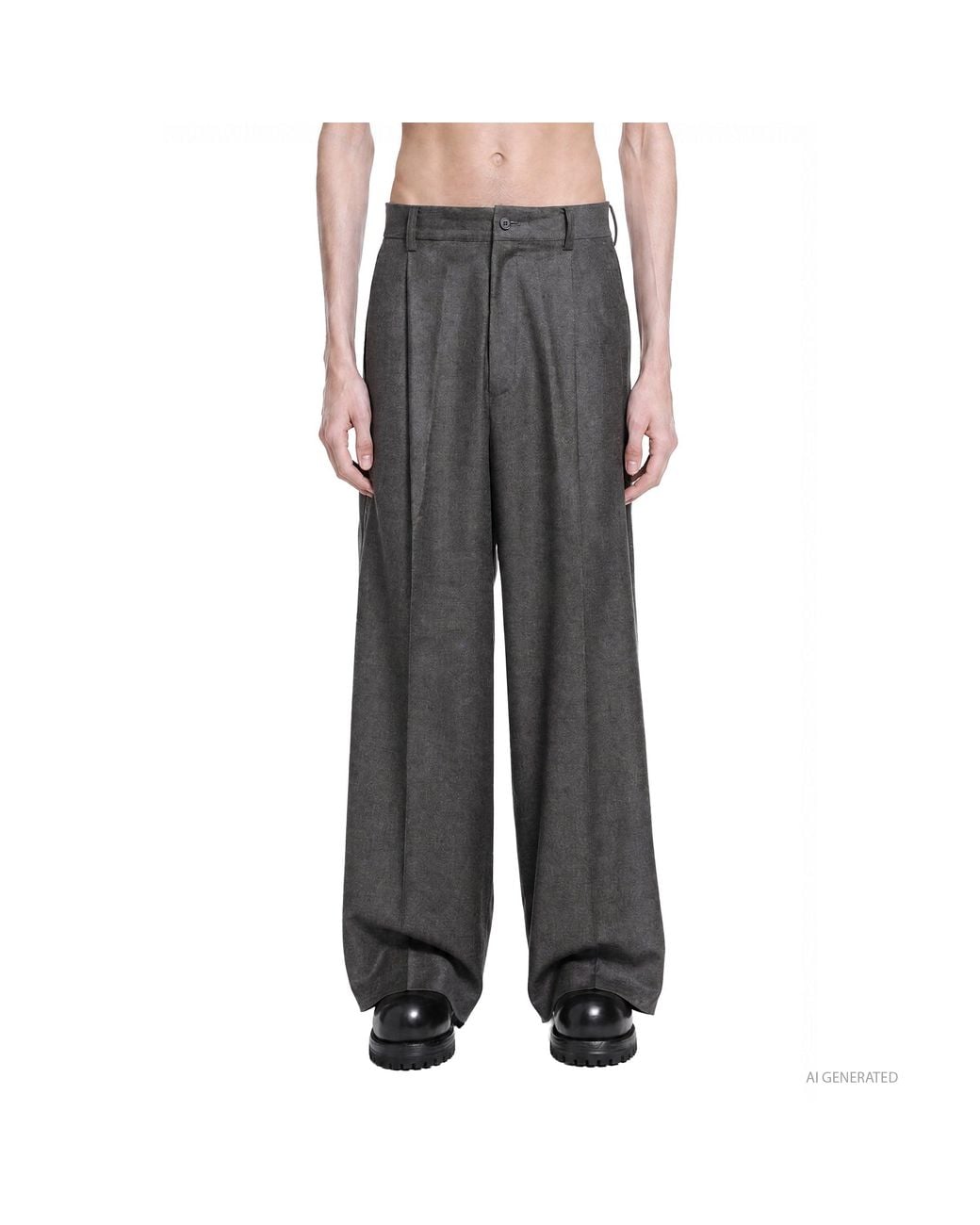 Ssstein Gray Extra Fine Wool Extra Wide Trousers for men