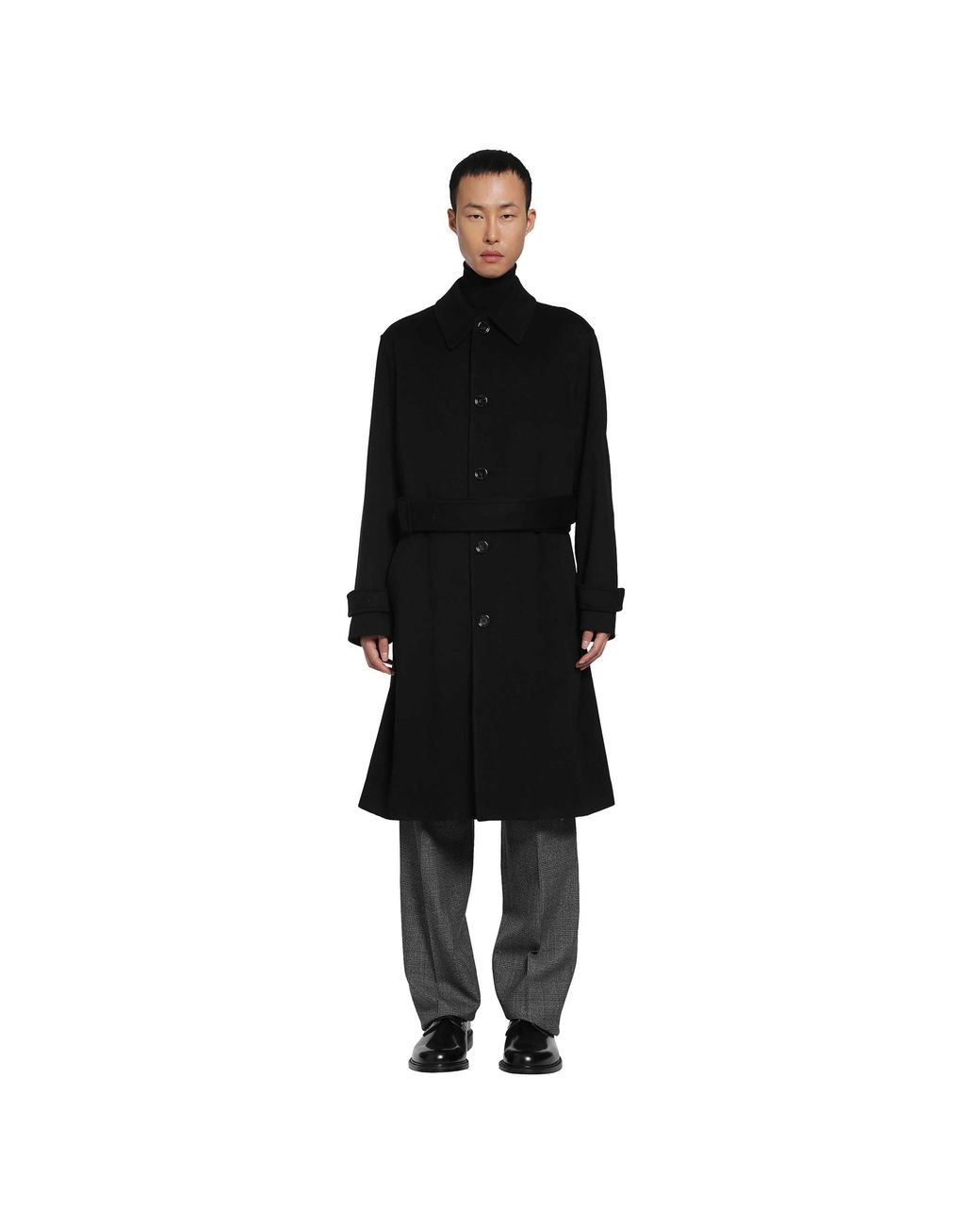 Lardini Black Cashmere Trench Coat for men