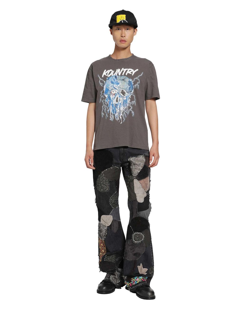 Kapital Black 14Oz X Denim 5P Rat Flare Pants for men