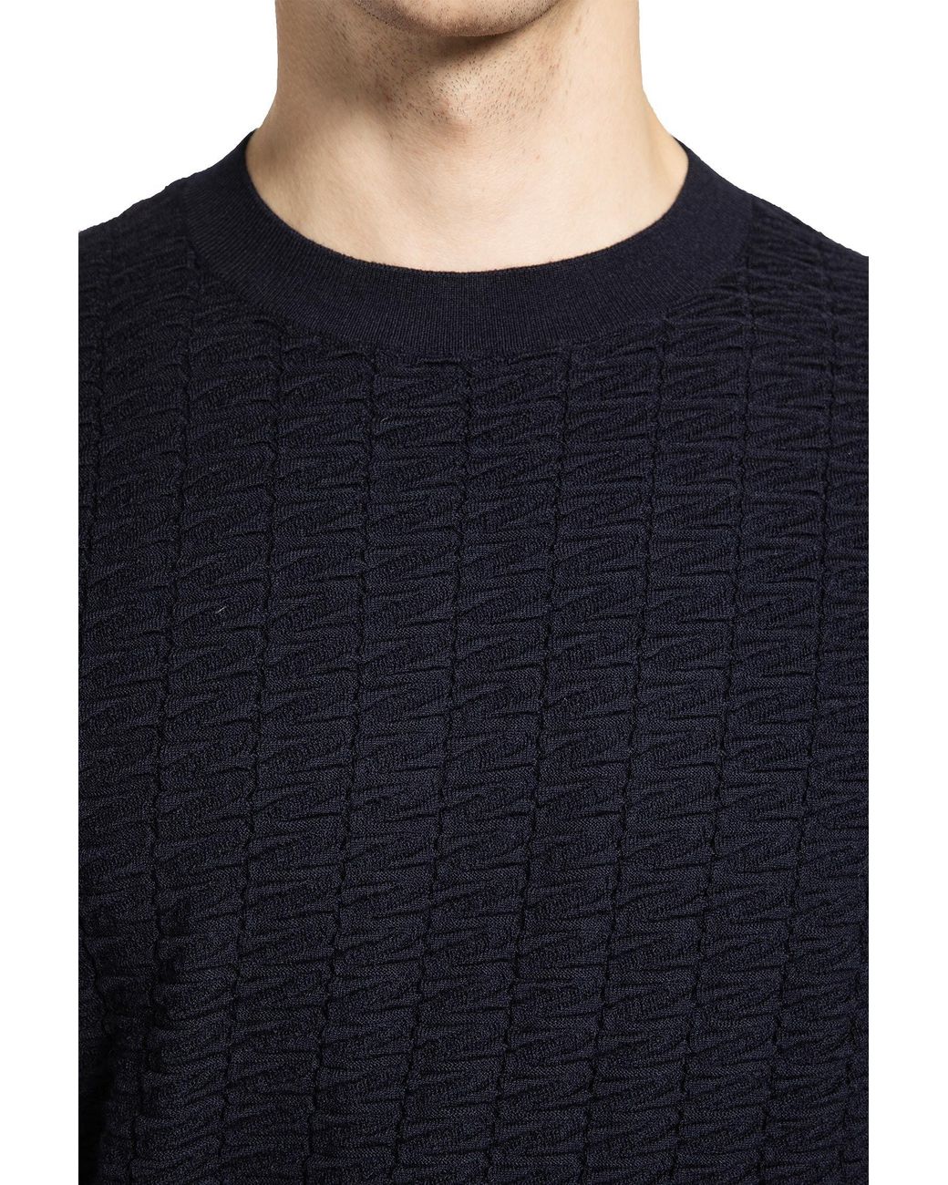 Giorgio Armani Blue Virgin Wool T-Shirt for men