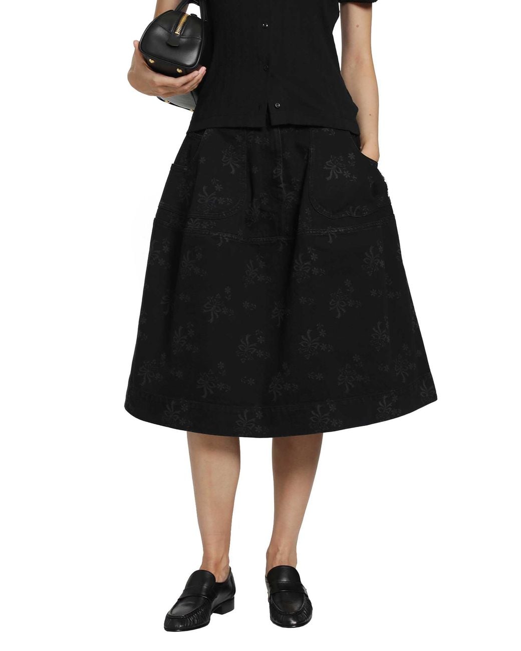 Simone Rocha Black Denim Utility Hip Bustle Skirt