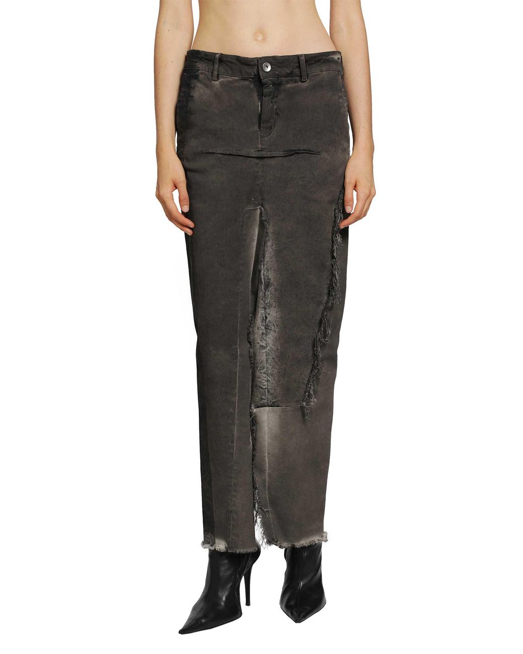 Rick Owens Black Tower Denim Sliced Skirt