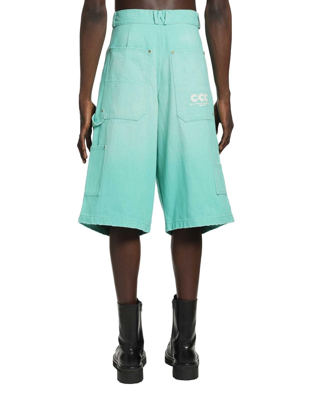 Willy Chavarria Green Stockton Double Knee Shorts for men