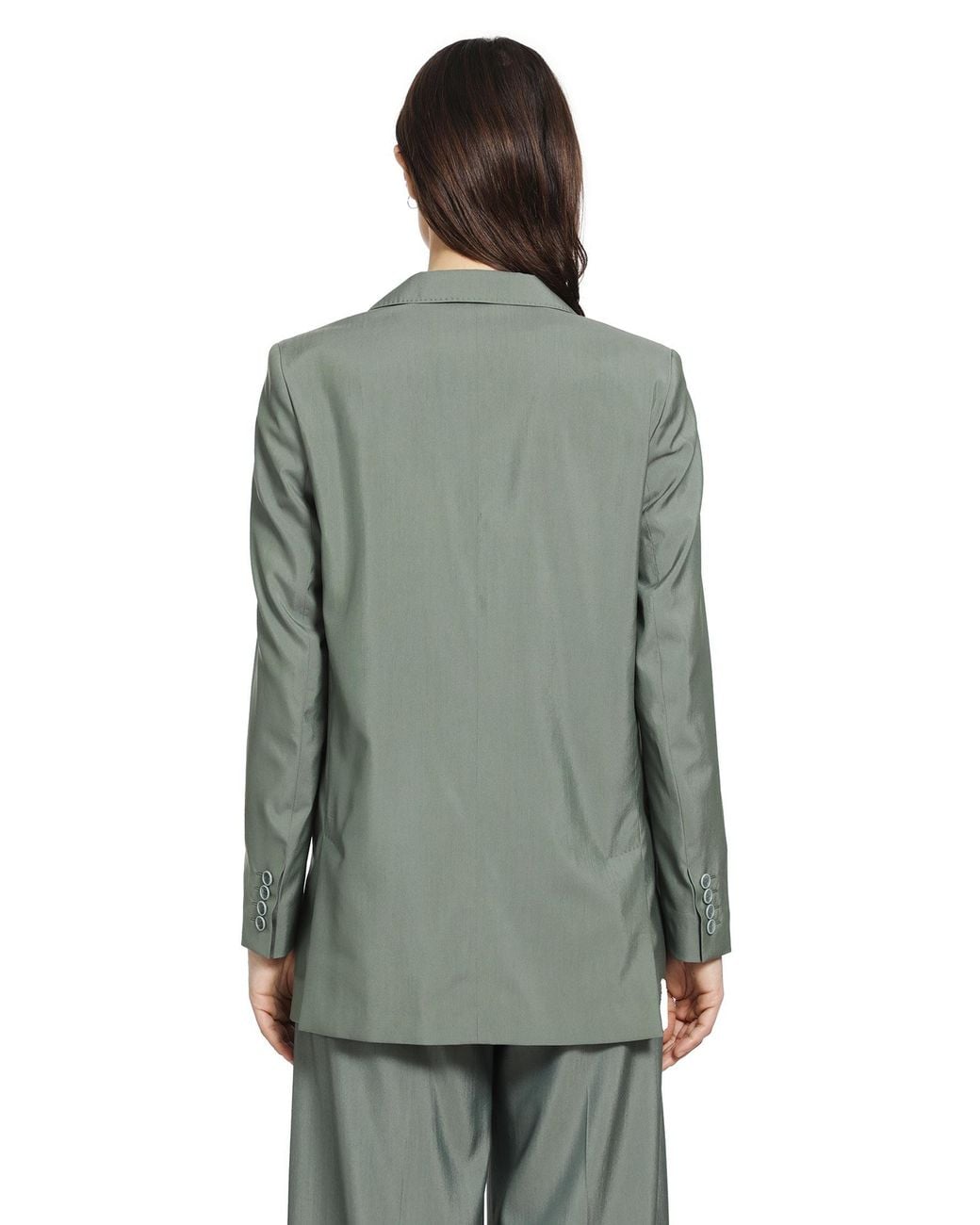 Max Mara Green Double-Breasted Wool And Silk Blazer