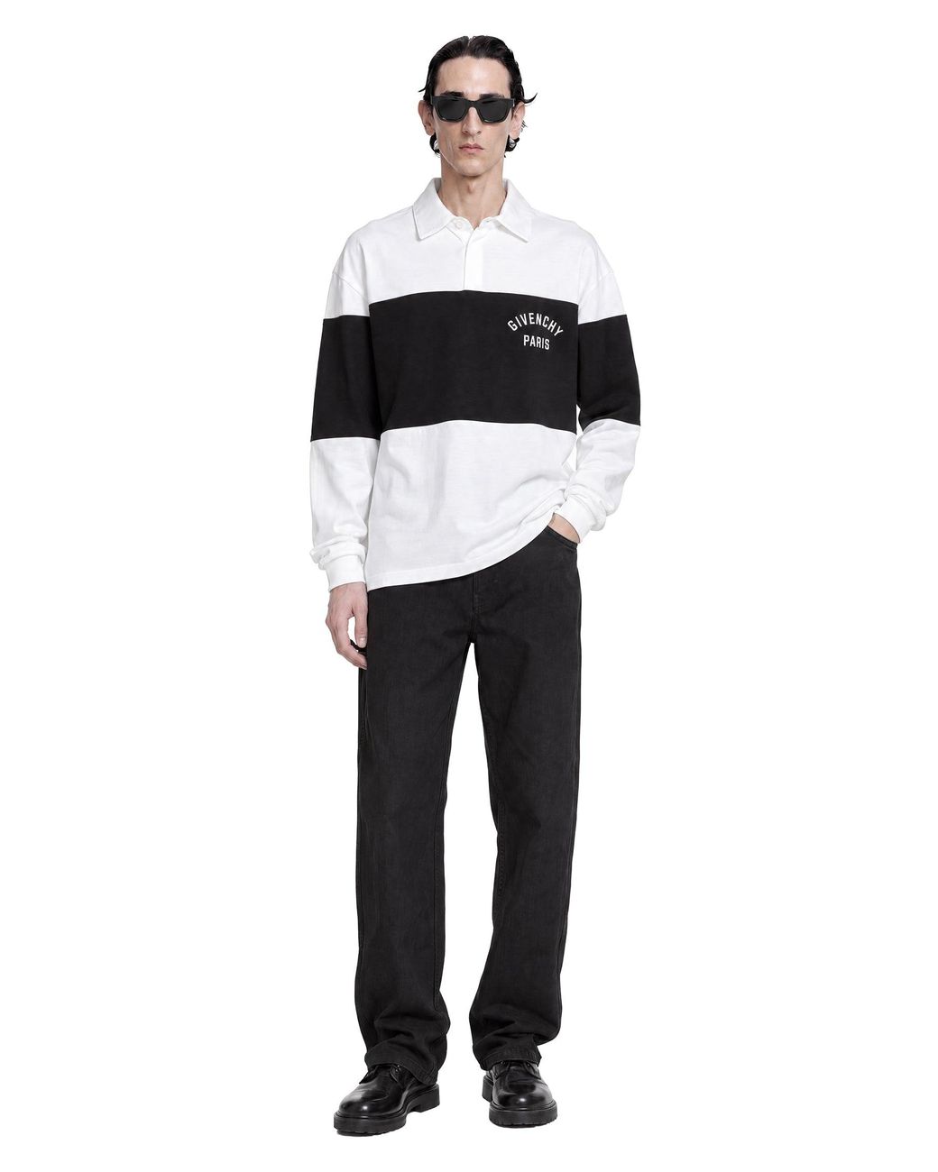Givenchy White Paris Striped Two-Tone Polo for men