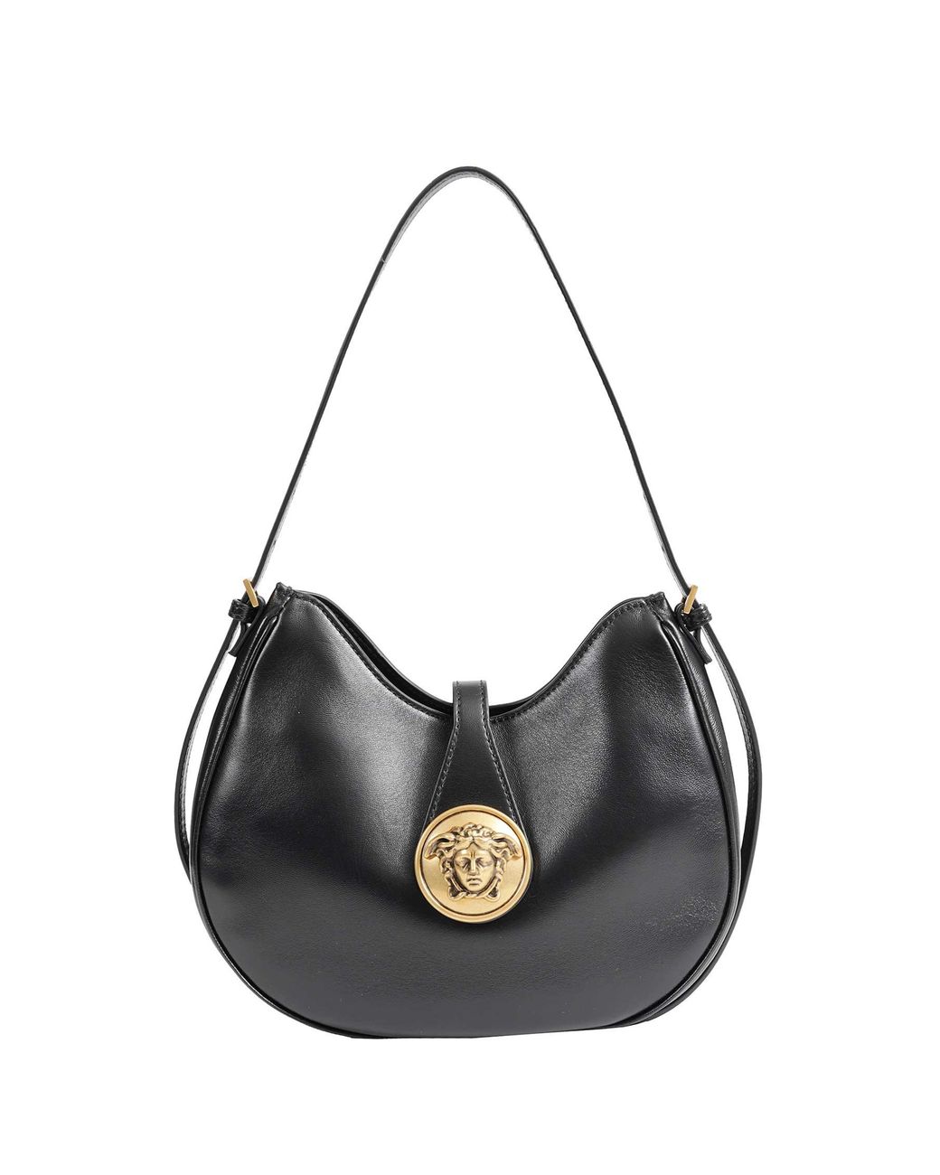 Versace Black Emblème Nappa Hobo Bag