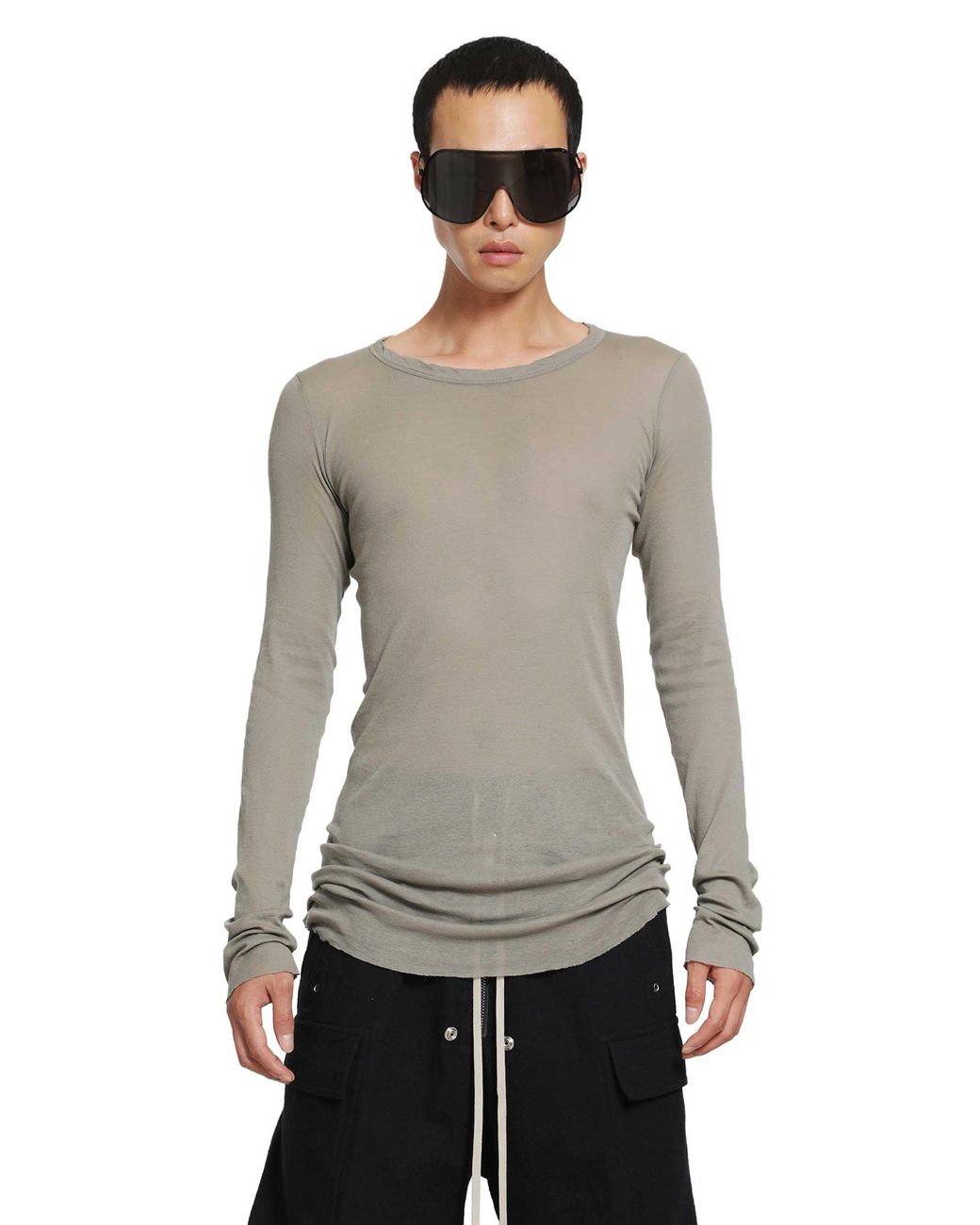 Rick Owens Gray Tower Rib Ls T for men