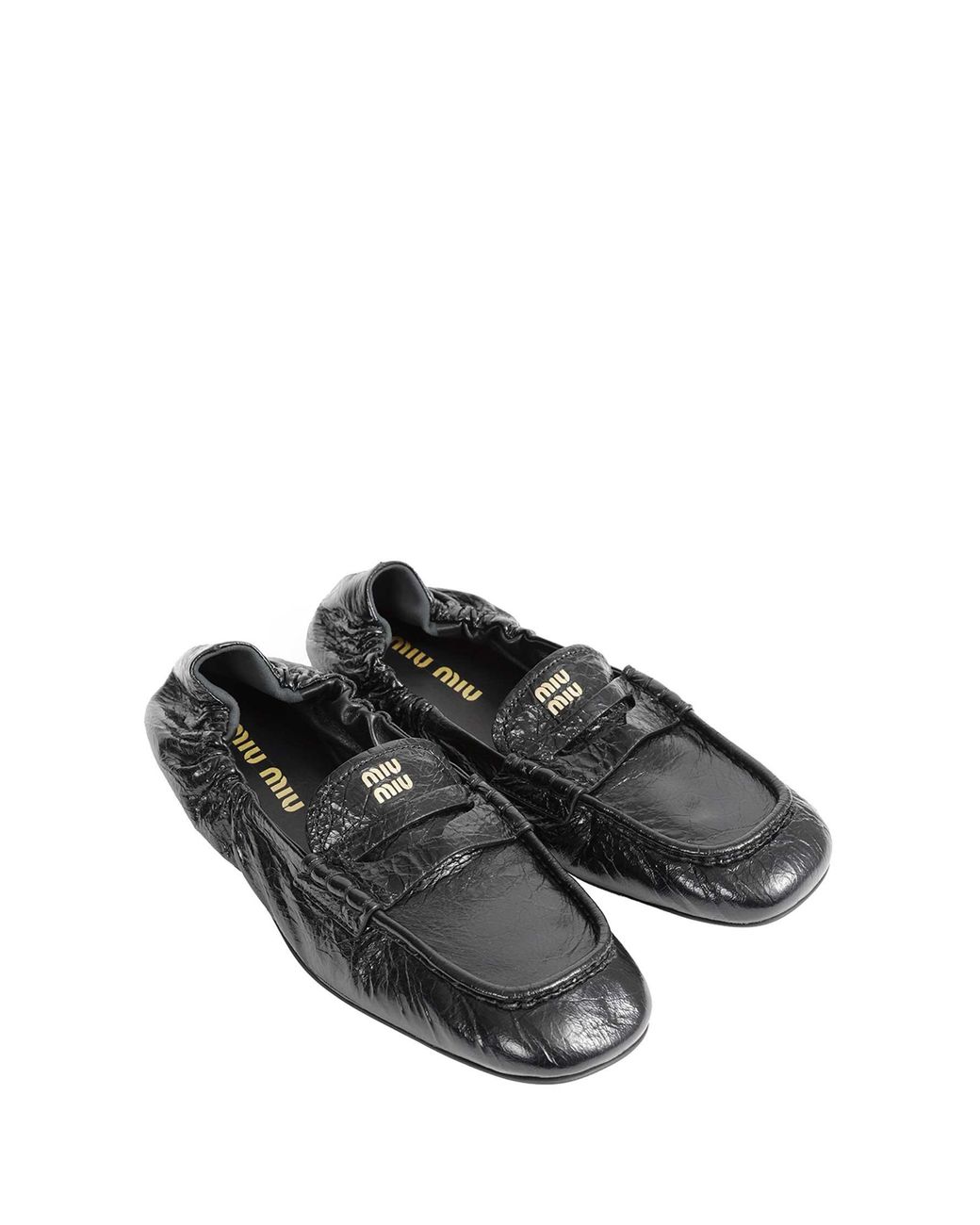 Miu Miu Black Ruches Nappa Leather Loafers