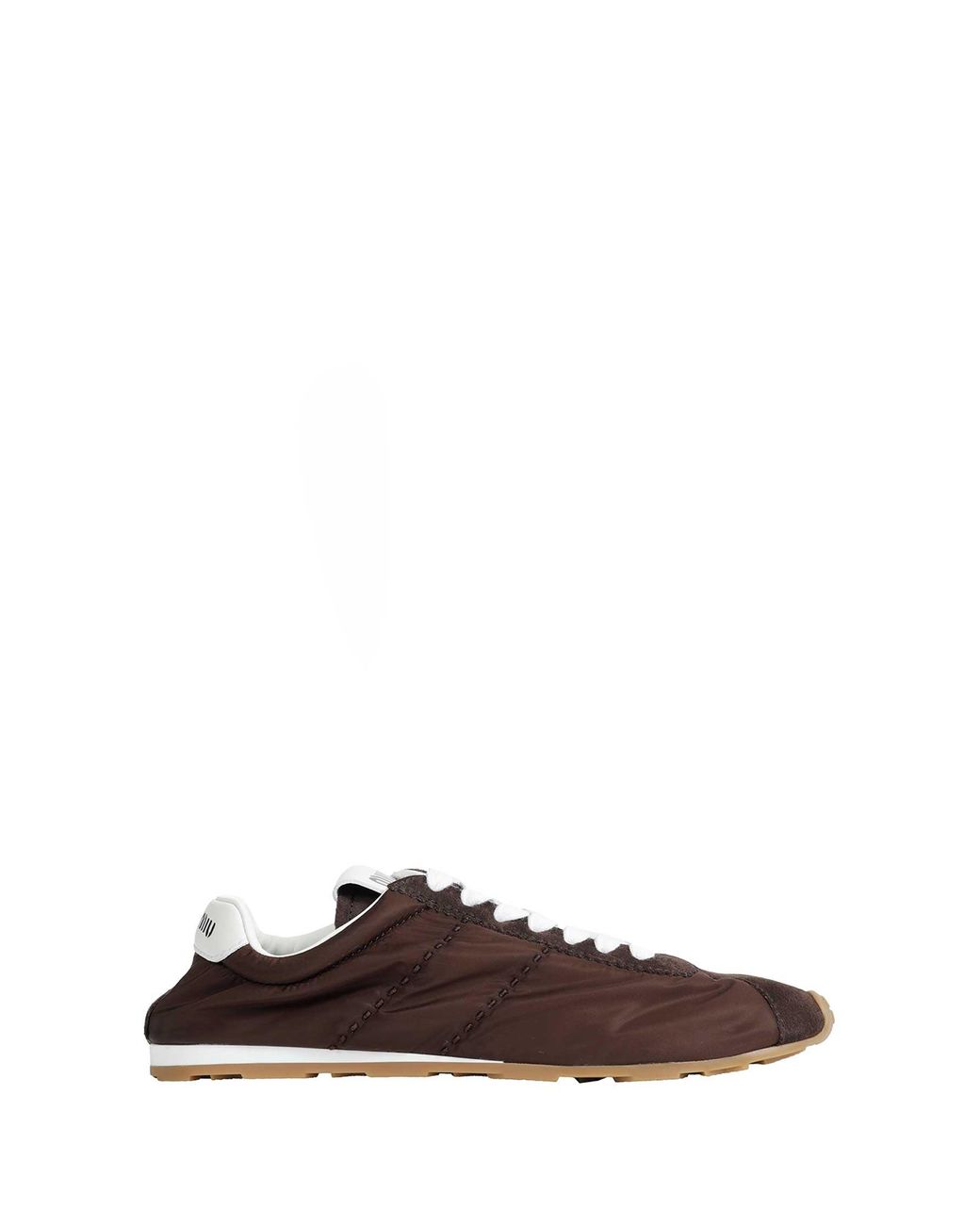 Miu Miu Brown Plume Technical Fabric And Suede Sneakers