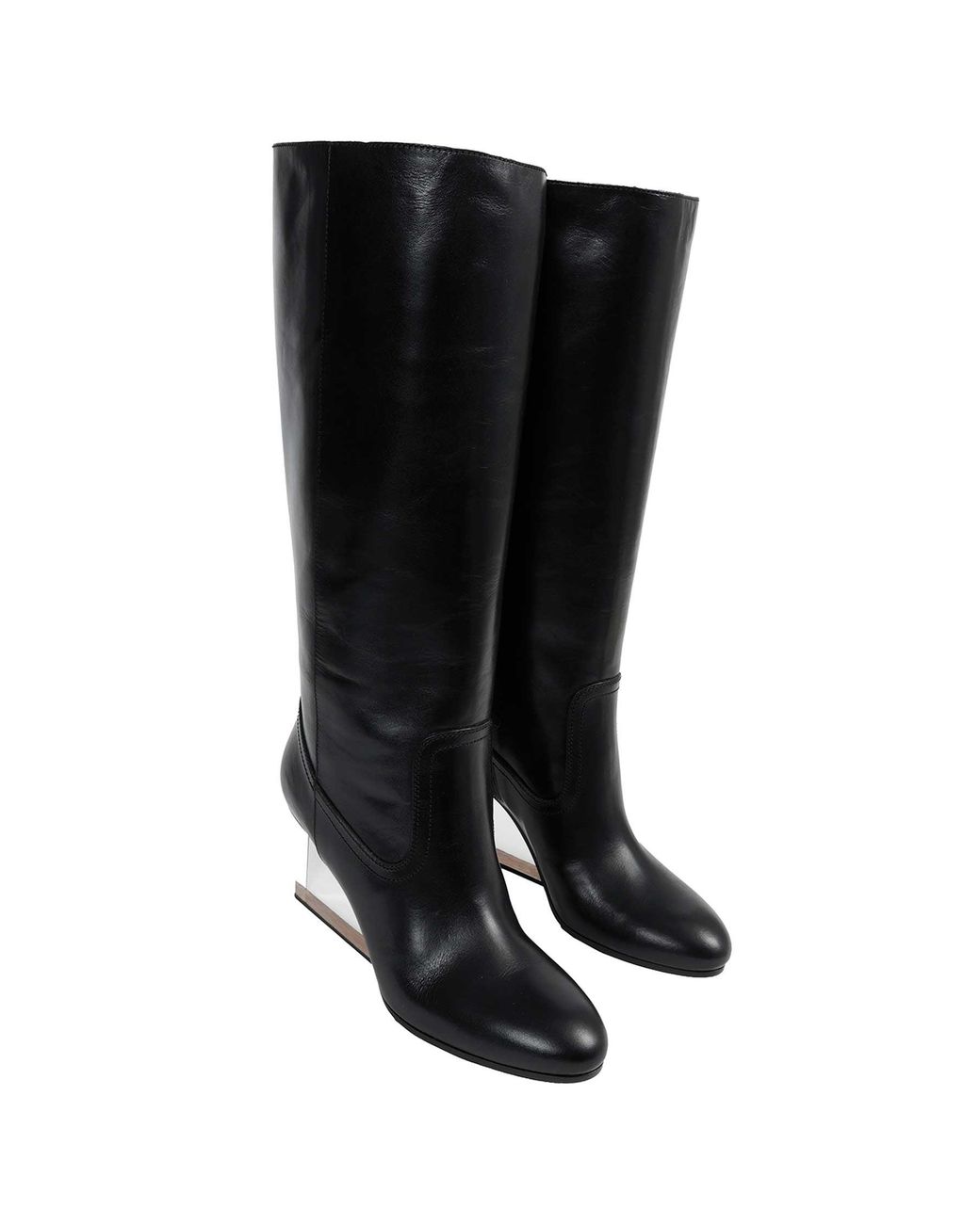 Maison Margiela Black Plexi Wedge High Boots