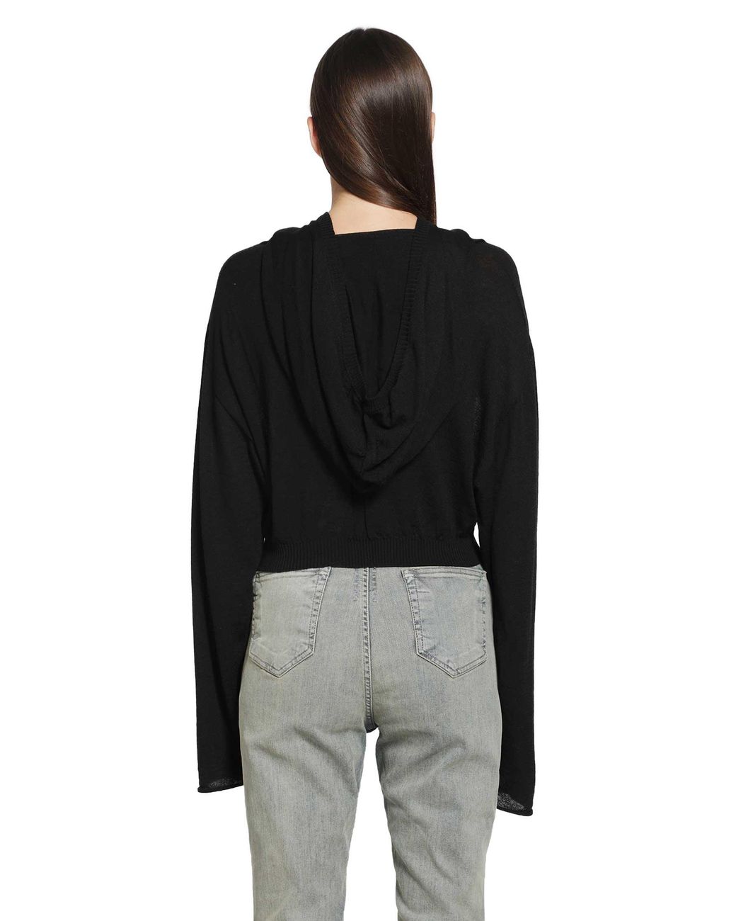 Rick Owens Black Tower Cropped Hooded Tunic