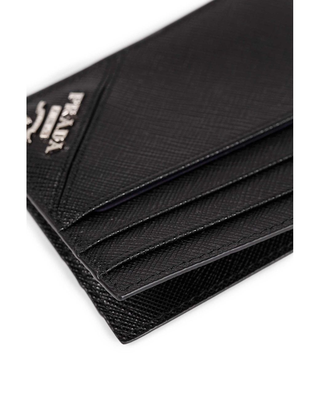 Prada Black Saffiano Leather Card Holder for men
