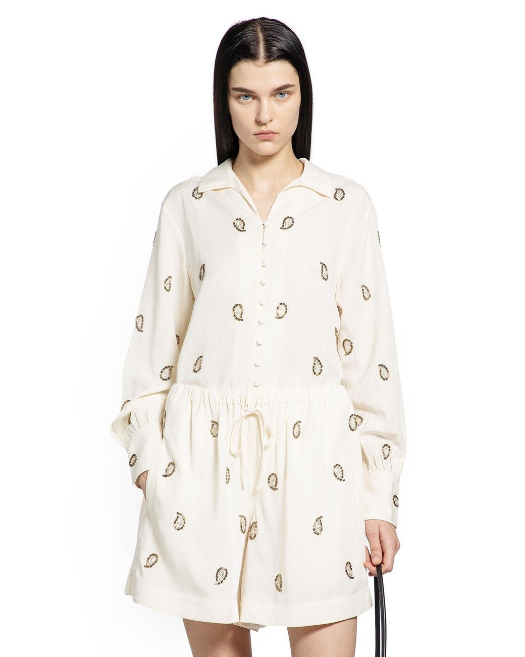 Polo Ralph Lauren White Beaded Paisley Top