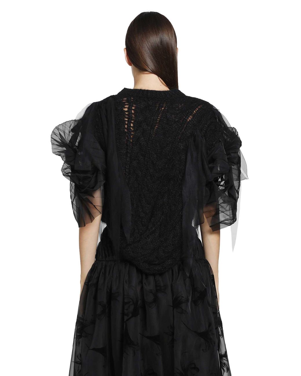 PAULINE DUJANCOURT Black Francisca Pleated Hand-Knit Vest