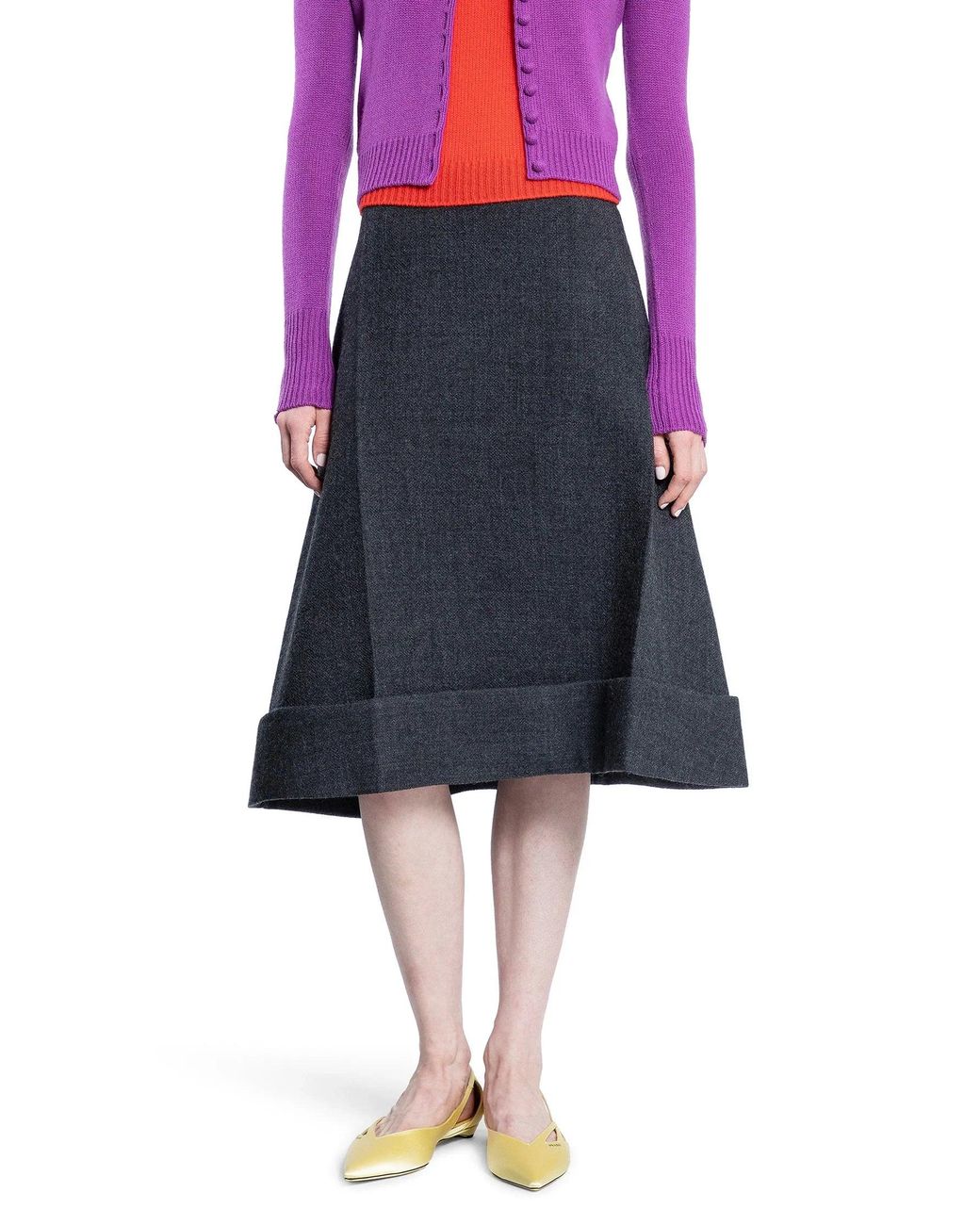 Prada Blue Vintage-Look Rush Stitch Midi-Skirt