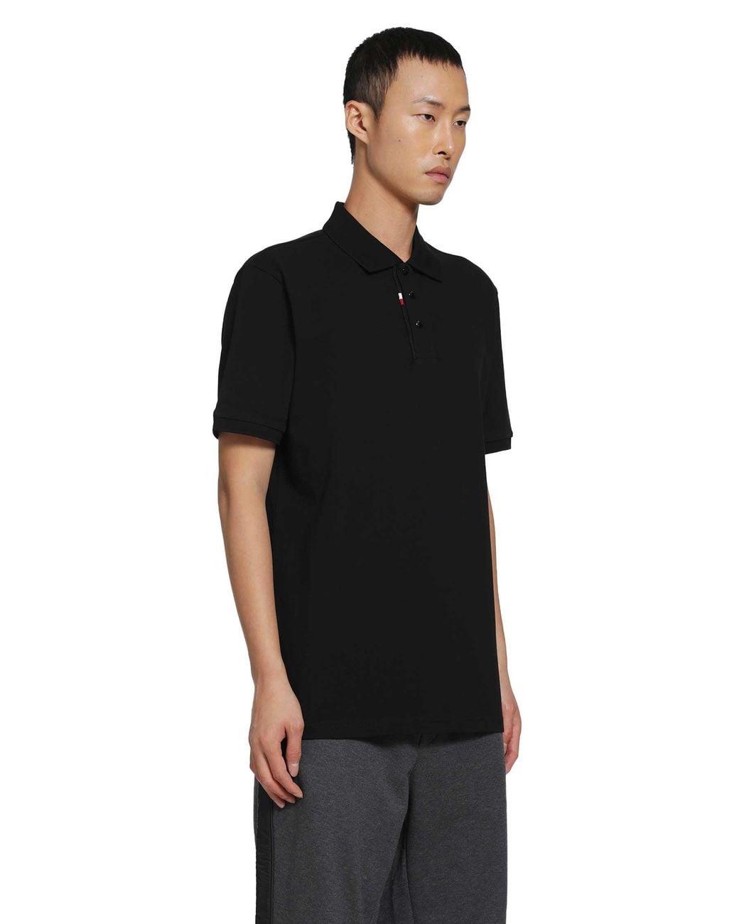 Moncler Black Cotton Piquet Polo Shirt for men