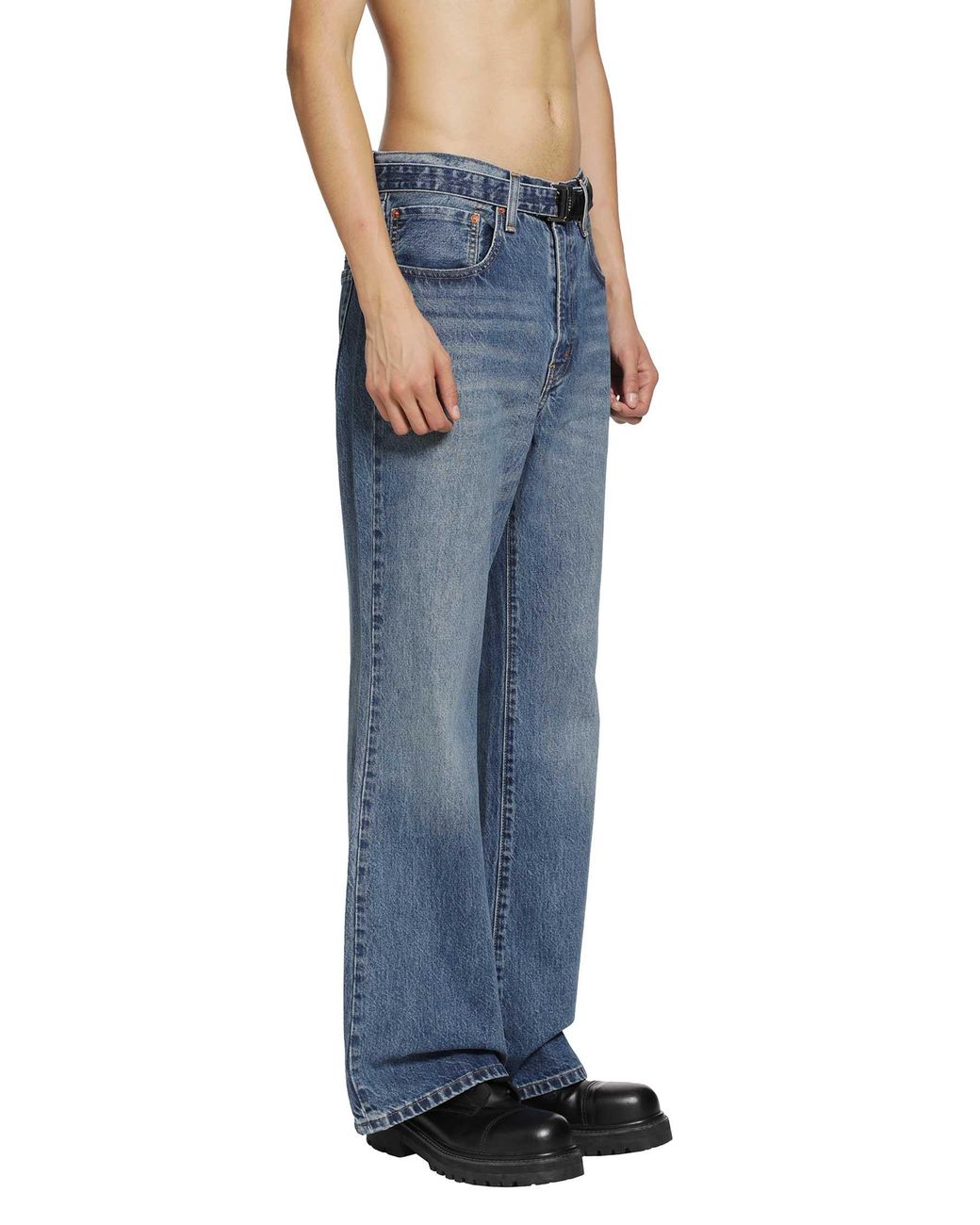 Sacai Blue Levi's X Belted Flare Pants for men