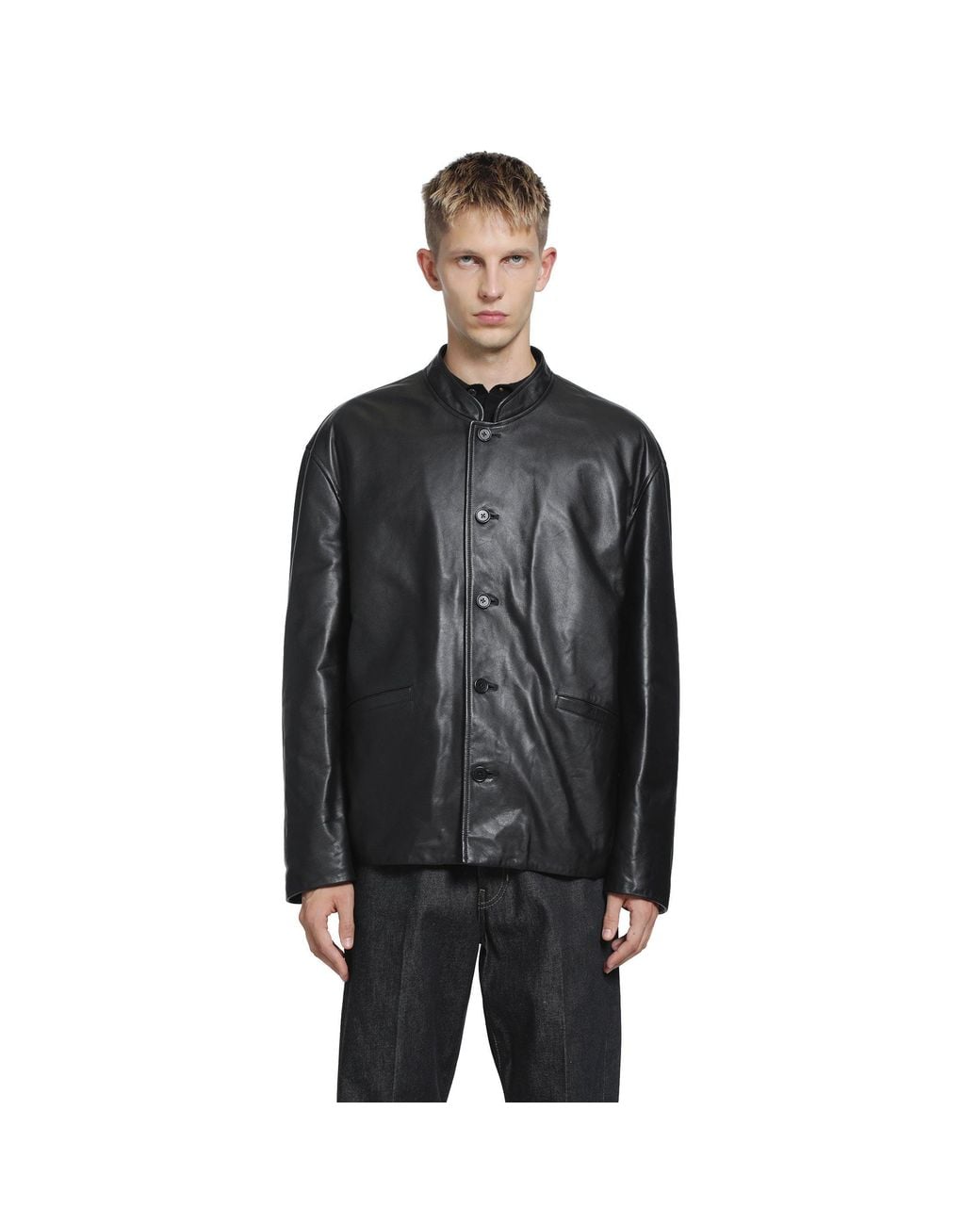Jil Sander Black Leather Jacket for men