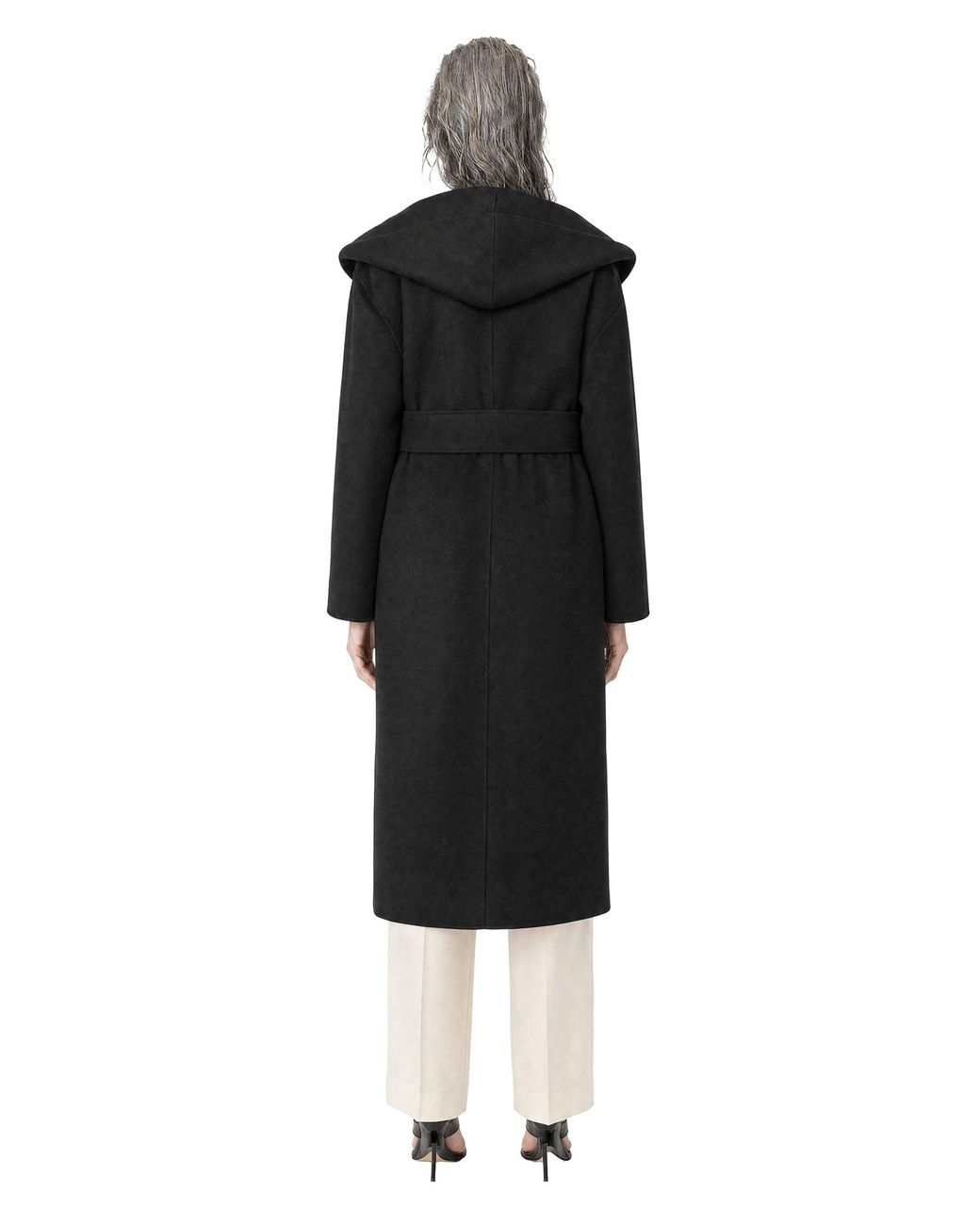 Totême Black Hoodie Belted Coat