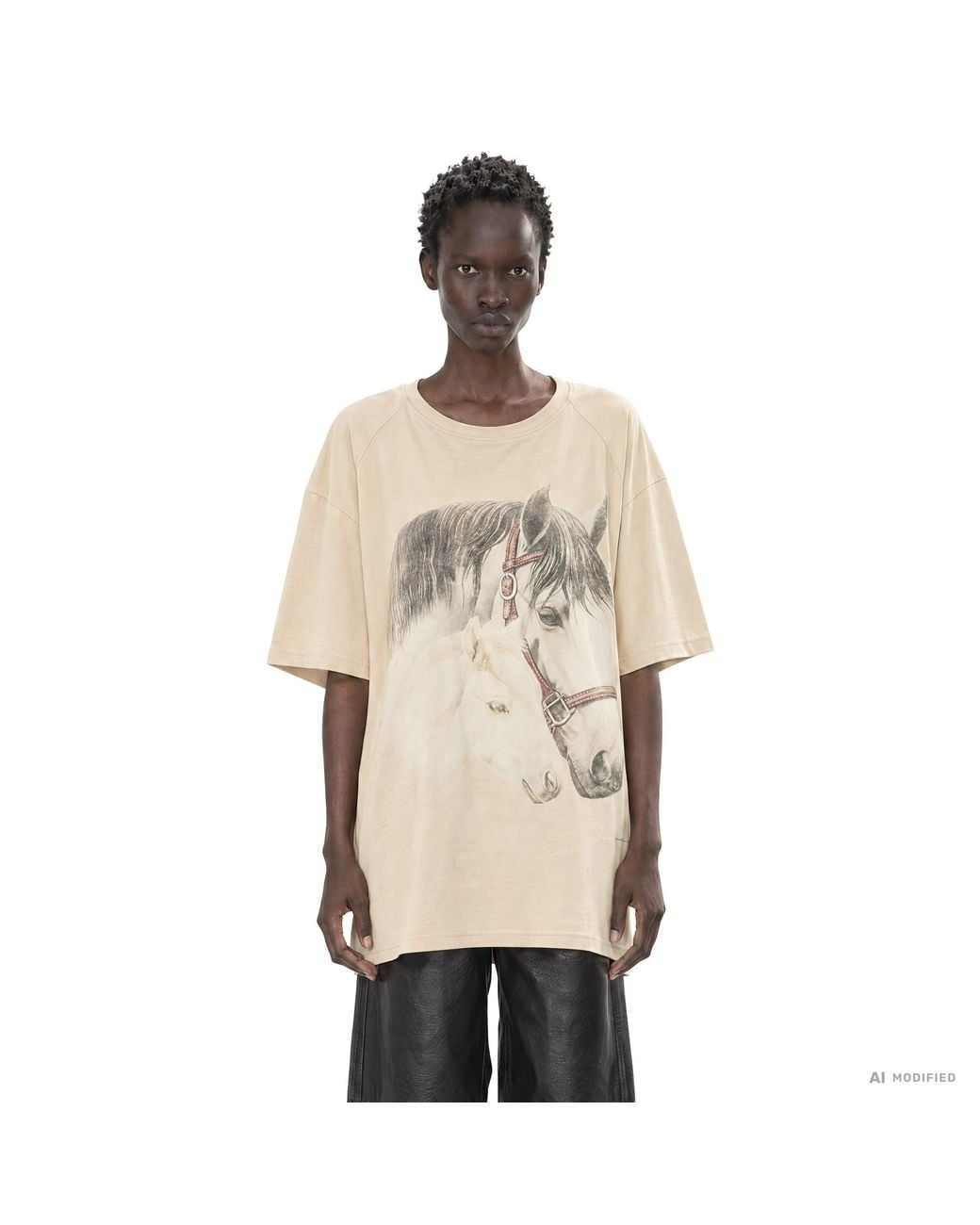MM6 by Maison Margiela Natural Horse Portrait T-Shirt