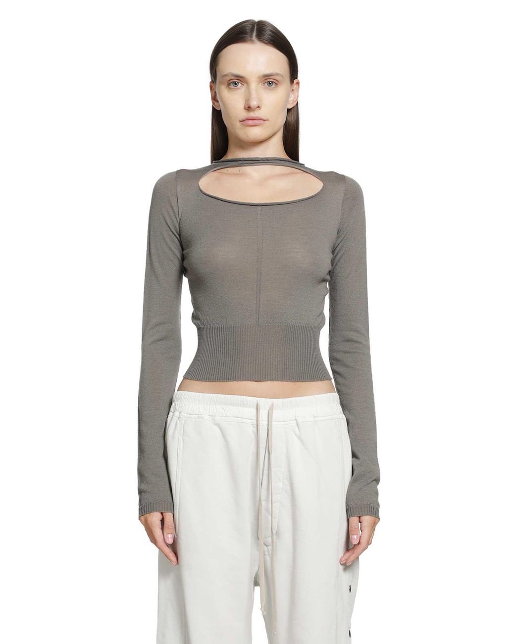 Rick Owens Gray Tower Slashed Pull